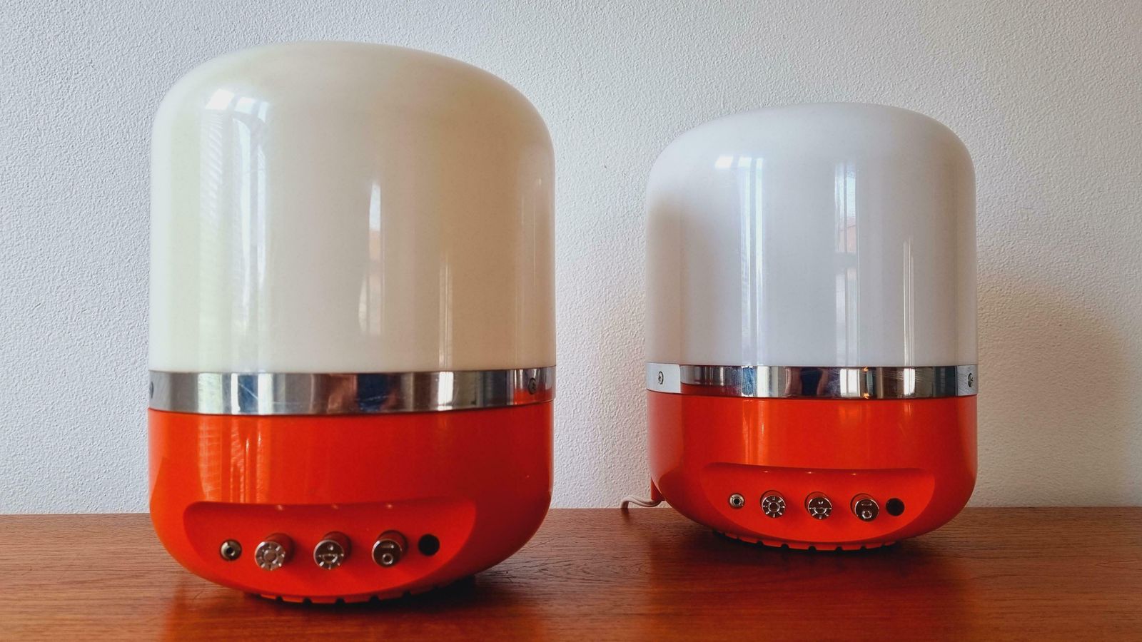 Set Of Two Midcentury Table Lamps, Space Age, Adriano Rampoldi, Italy, 1970s photo furniture