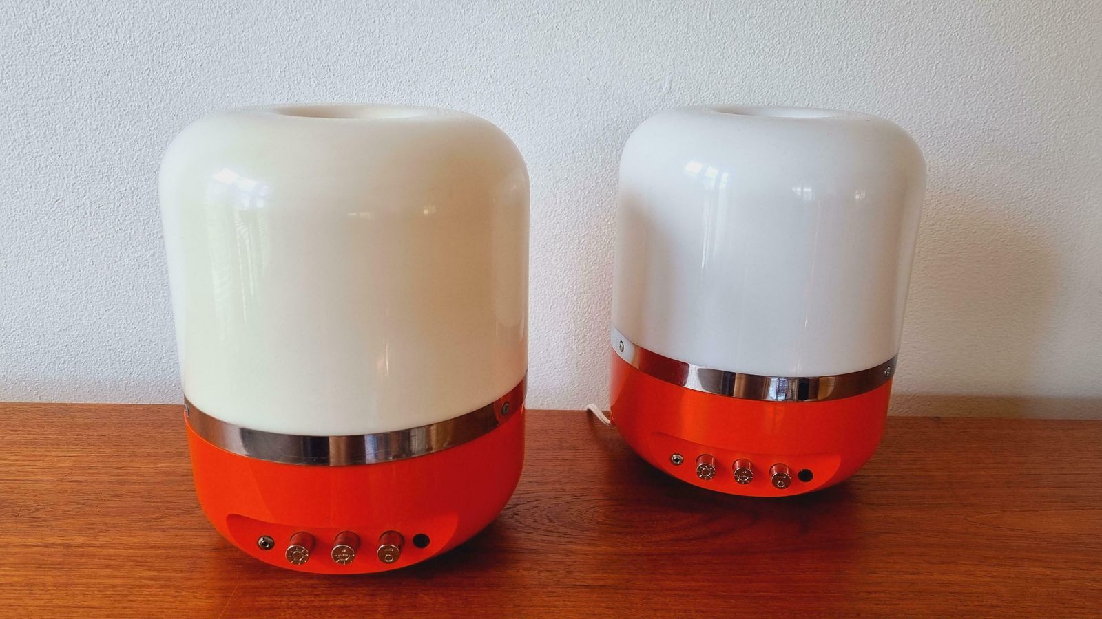 Set Of Two Midcentury Table Lamps, Space Age, Adriano Rampoldi, Italy, 1970s photo 651.0