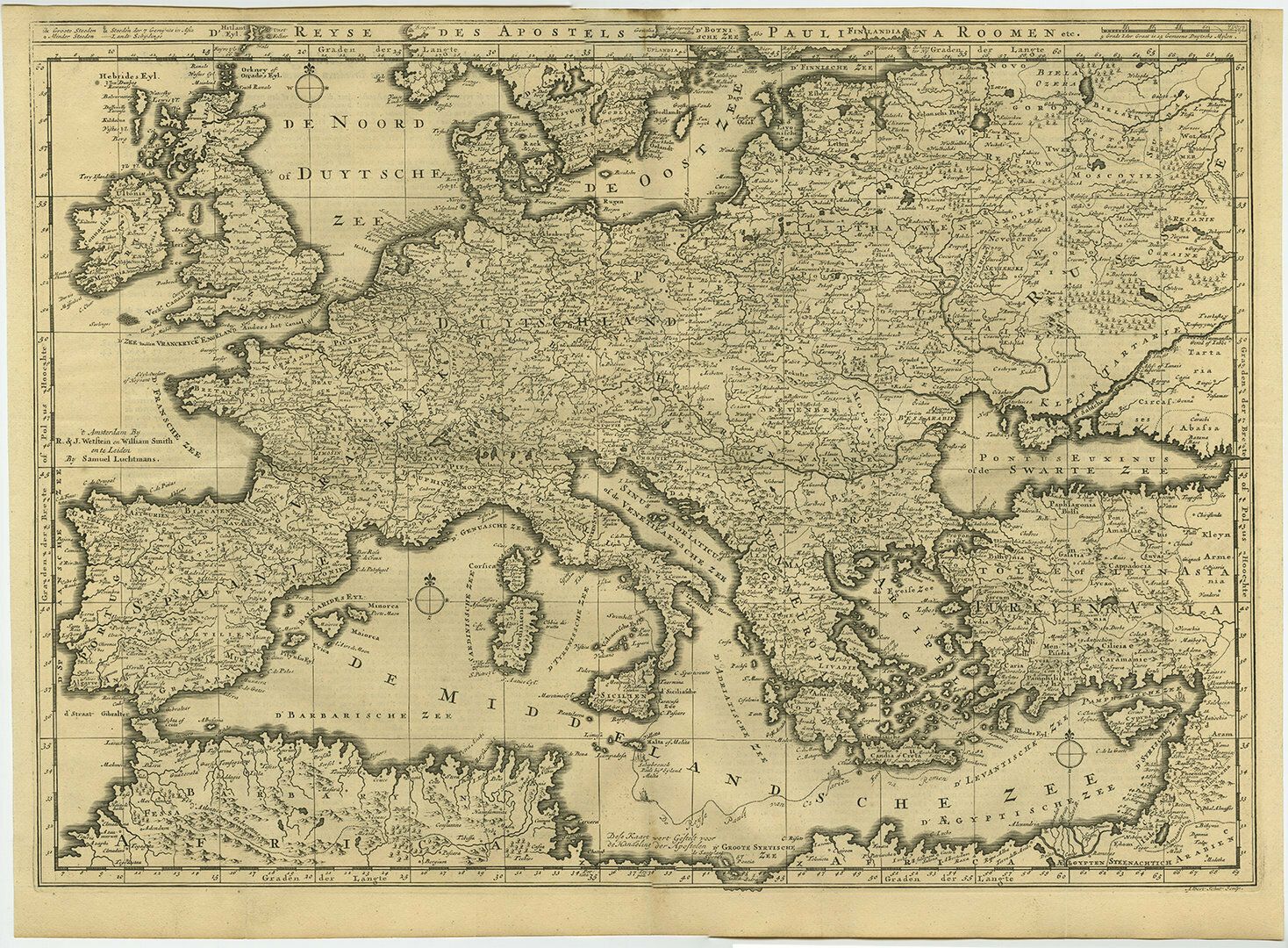 Bible Map Of Europe, 1700s, Antique photo furniture