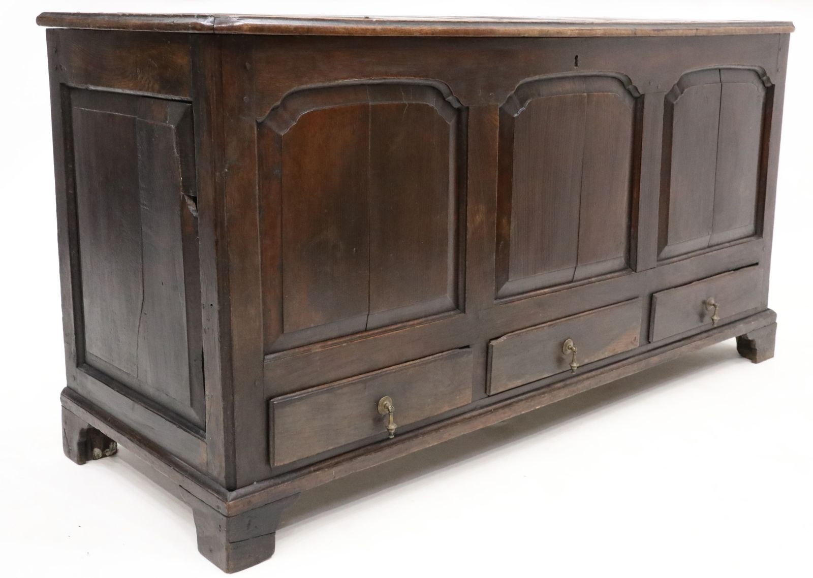 827.0 17th Century Jacobean Oak Mule Chest Blanket Box 3 Drawers Free Uk Delivery photo
