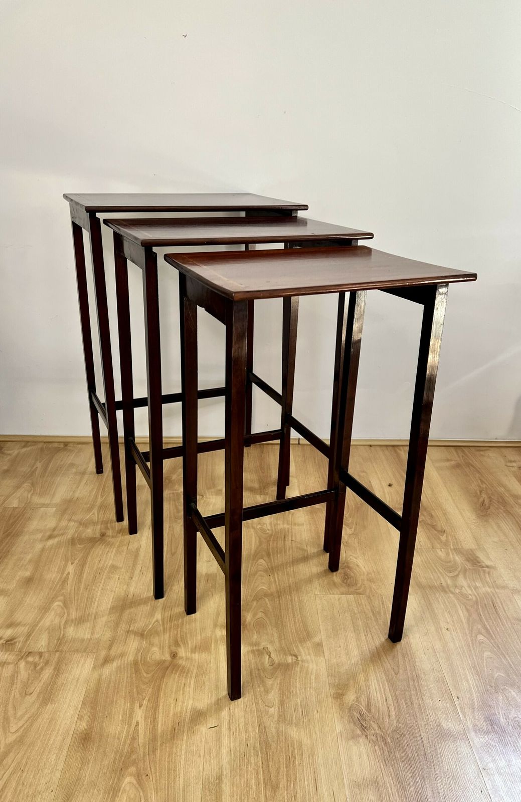 Nest Of Three Antique Quality Mahogany Inlaid Tables photo for sale