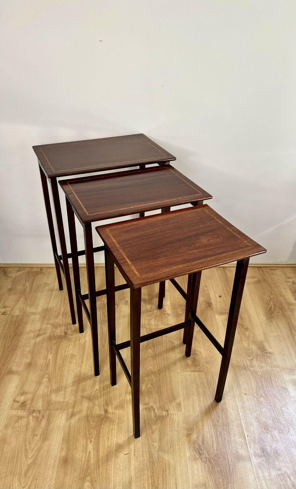 Nest Of Three Antique Quality Mahogany Inlaid Tables