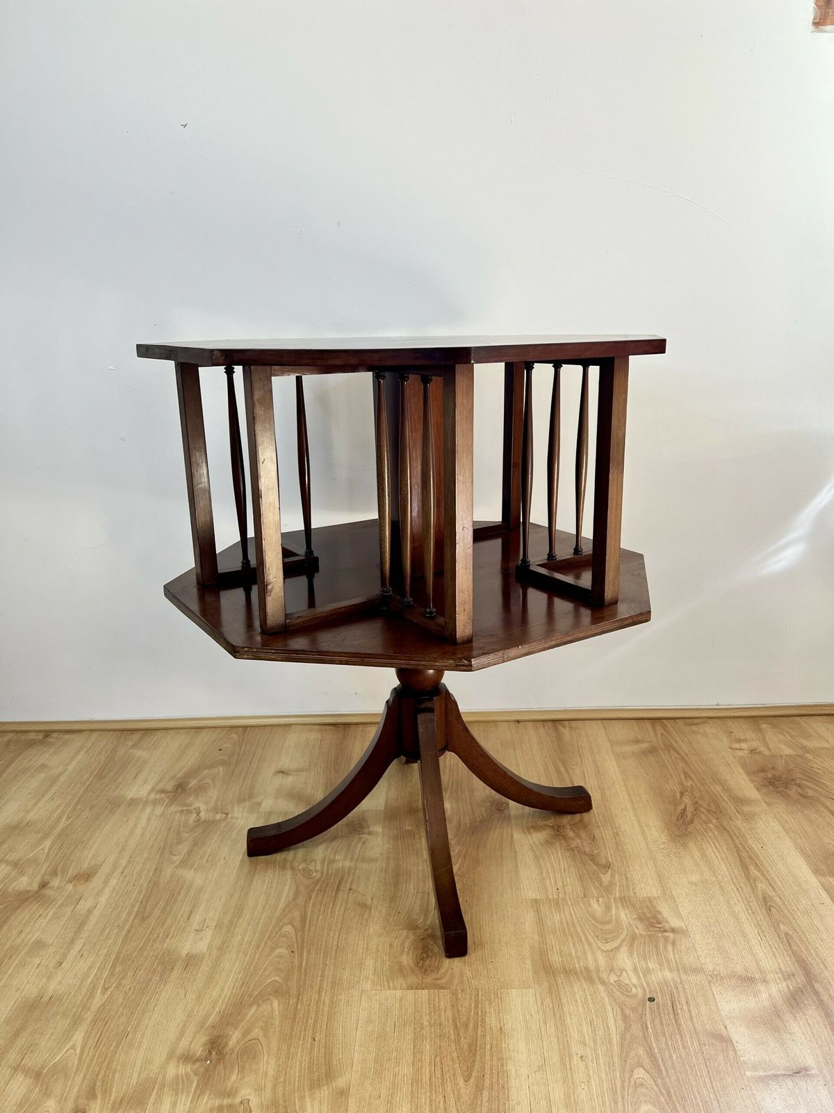 Antique Quality Mahogany Inlaid Revolving Bookcase
