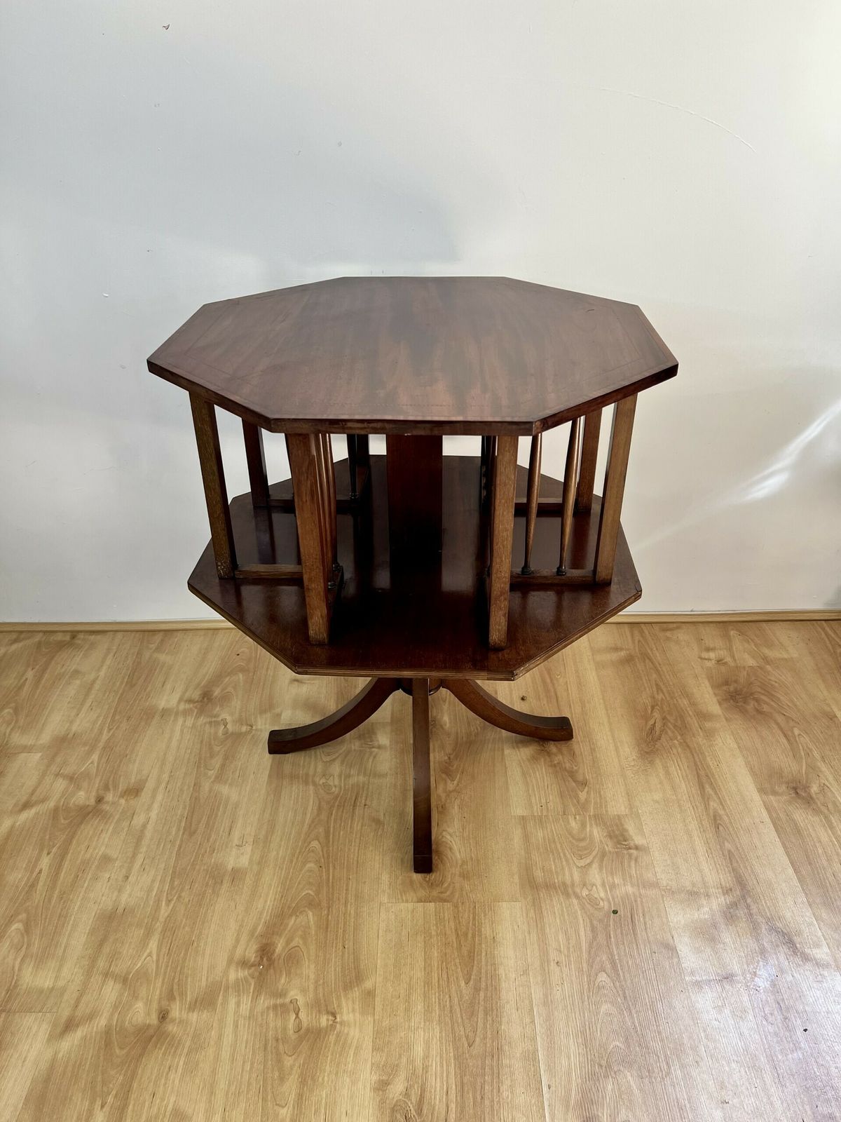 Antique Quality Mahogany Inlaid Revolving Bookcase photo buy