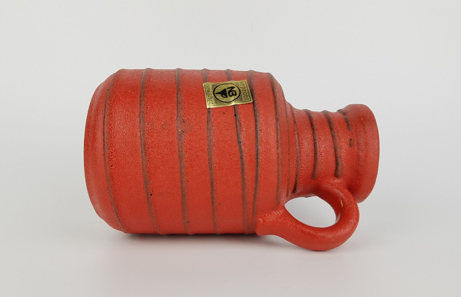 Scheurich Keramik Red Vase 414 16 West German Pottery 1970s Nurnberger Bund photo for sale