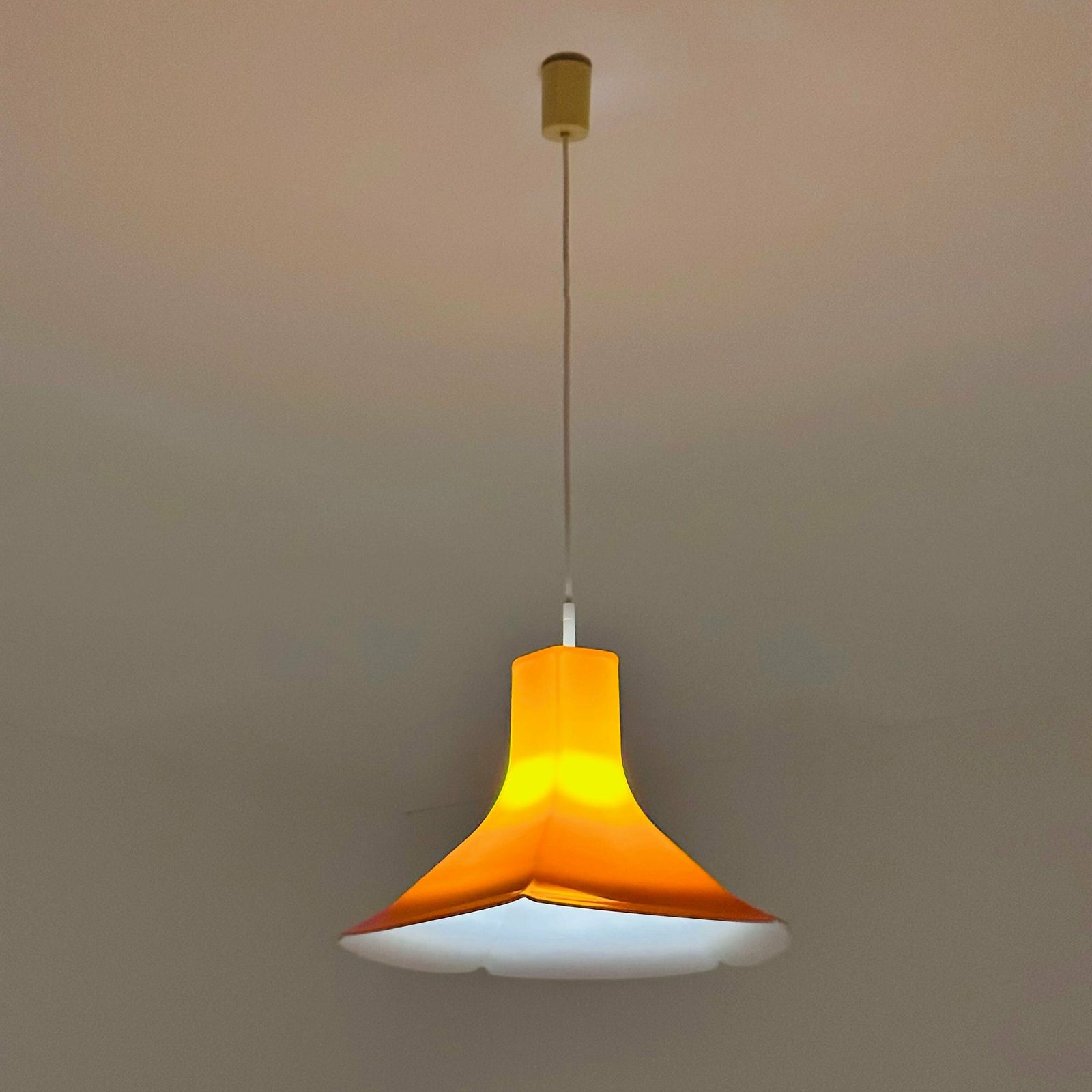 Space Age Orange Pendant Lamp Flower Model Germany. 1970