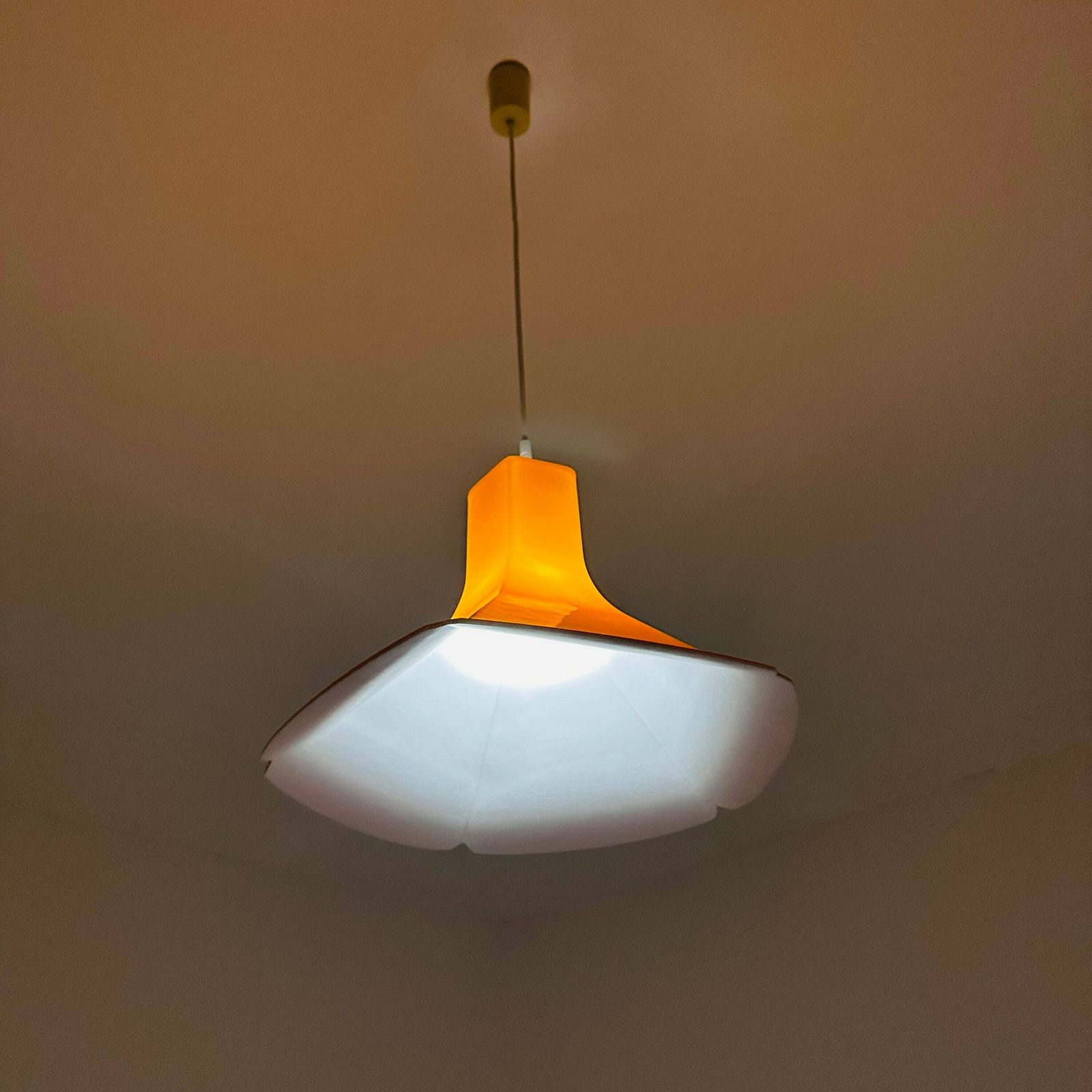 photo furniture Space Age Orange Pendant Lamp Flower Model Germany. 1970