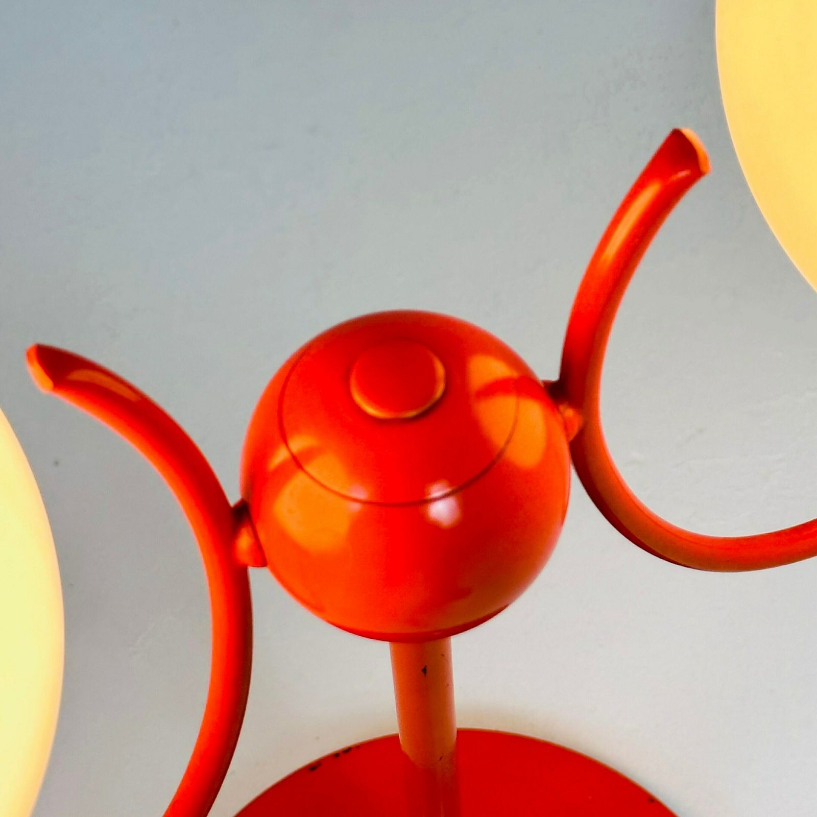 Opaline Glass, Orange Tulip Shaped Base Makes This Stunning Space Age Mid Century Table Lamp . Made By Kaiser Leuchten, Germany 1970s photo buy