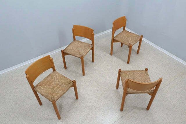 Vintage Wooden Dining Chairs With Straw Seat 1970s photo furniture