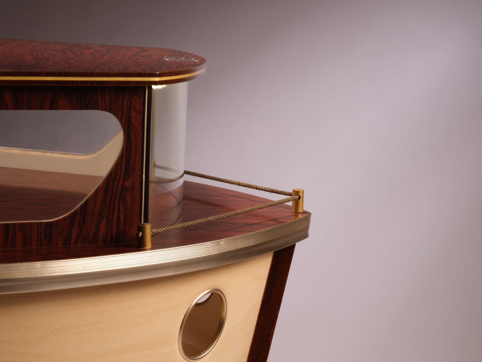Eclectic Illuminated Vintage 1950’s 'Cocktail Buoy’ Drinks Bar Echoing A Boat Bow By Barget Of London. photo furniture