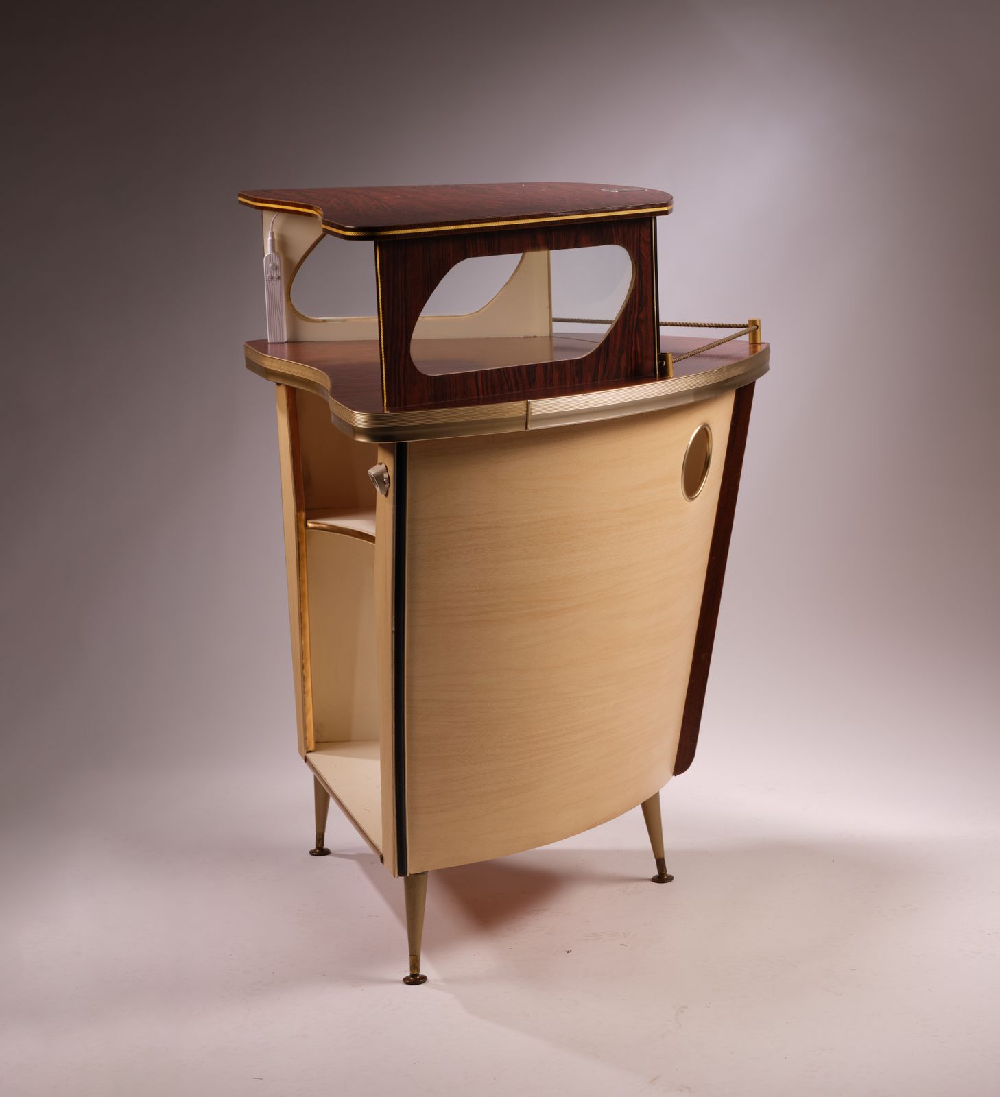 Eclectic Illuminated Vintage 1950’s 'Cocktail Buoy’ Drinks Bar Echoing A Boat Bow By Barget Of London. photo Furniture