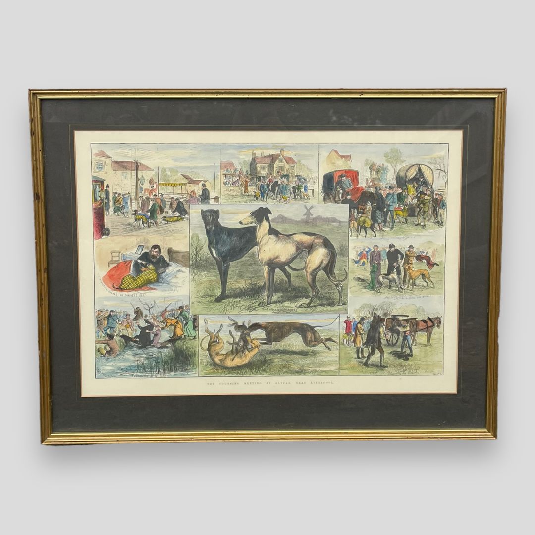 The Coursing Meeting At Altcar, Near Liverpool’, Hand Painted C19th Engraving photo 225.0