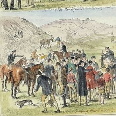 'Coursing Meeting At Johnstown, Ireland’, A Hand Painted C19th Engraving photo vinterior