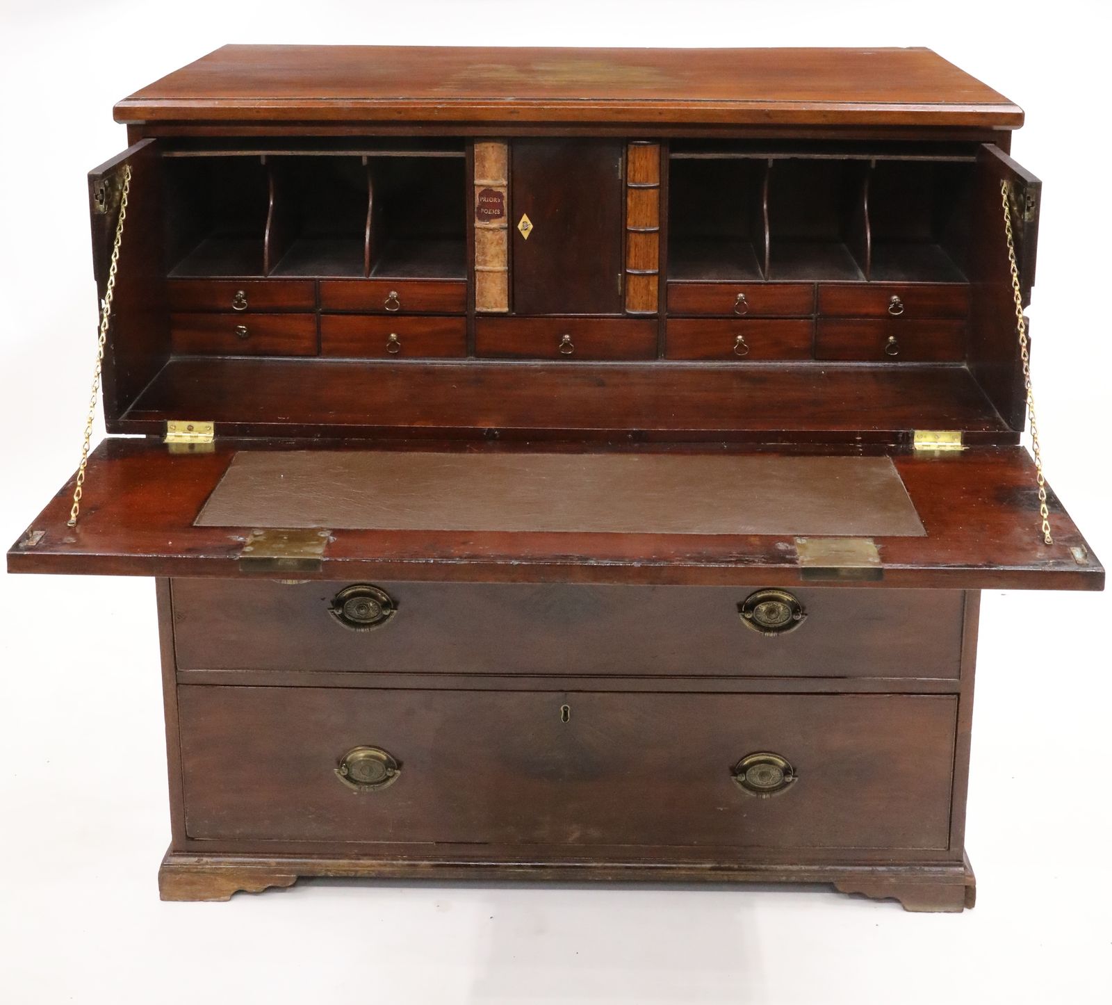 photo vinterior Georgian Mahogany Secretaire Chest Of Drawers Fitted Interior Free Uk Delivery