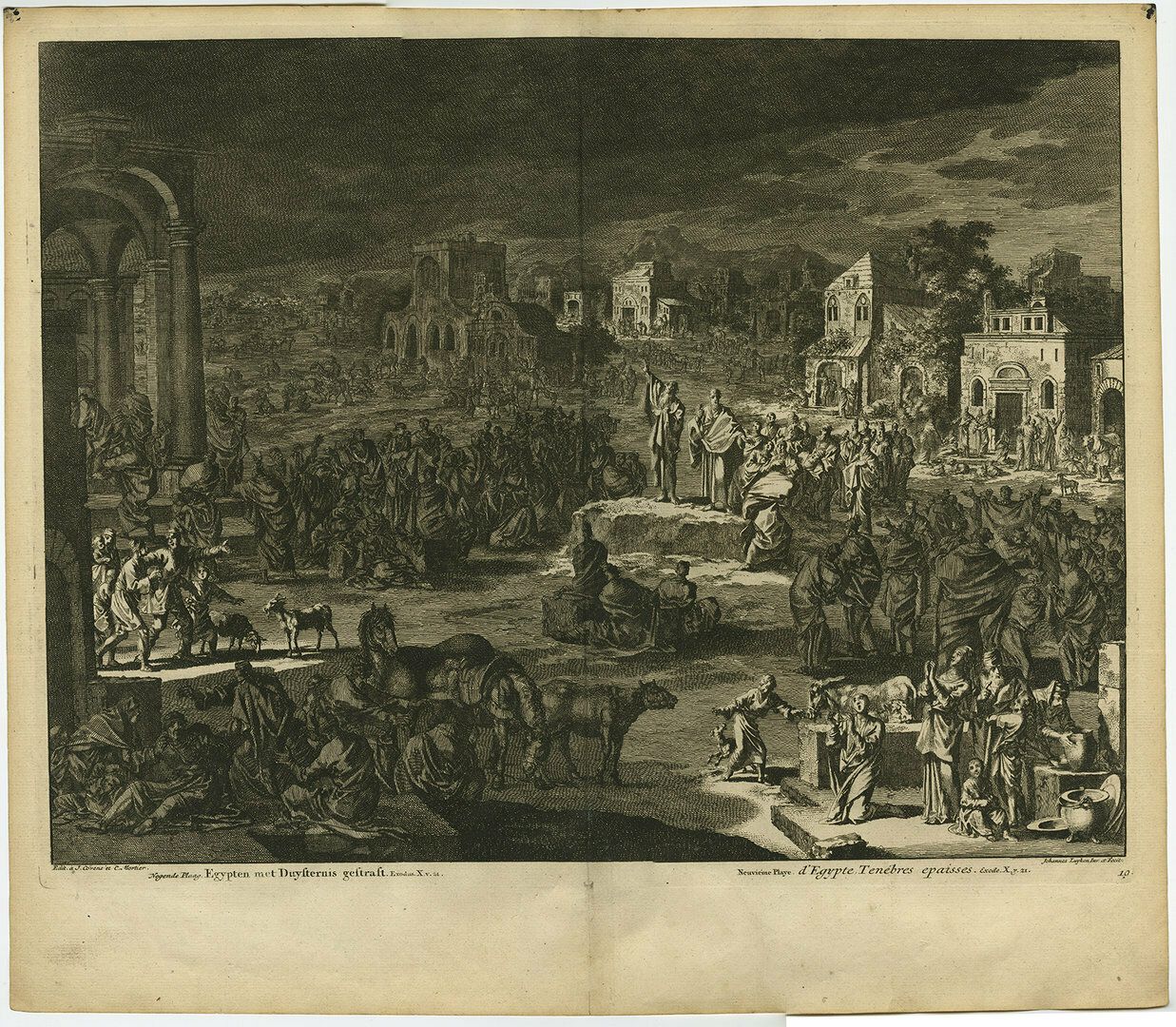Antique Bible Print Of The Ninth Plague Of Egypt