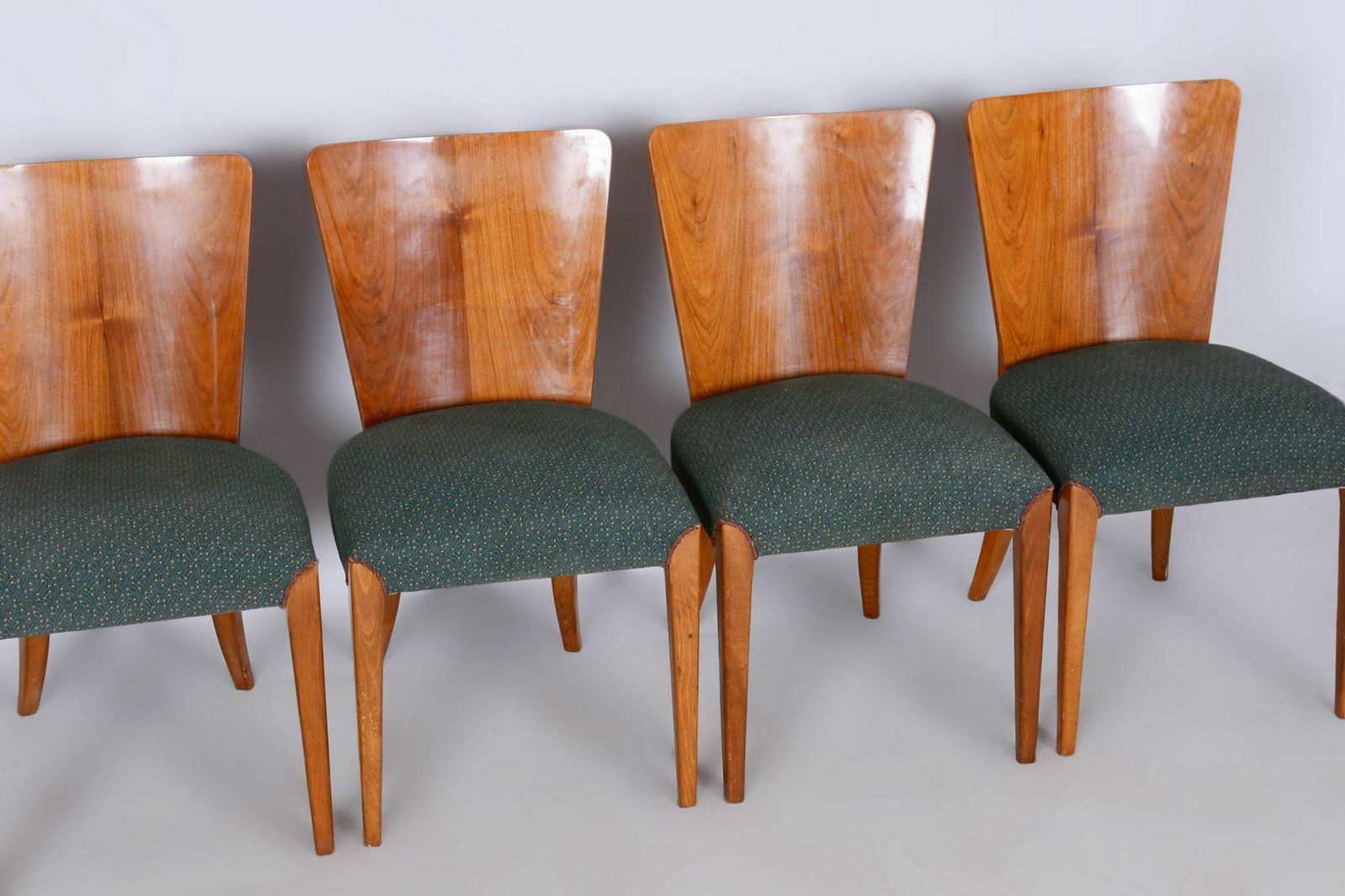 Set Of Four Original Artdeco Chairs, Halabala, Up Zavody, Beech, Czechia, 1940s photo vintage