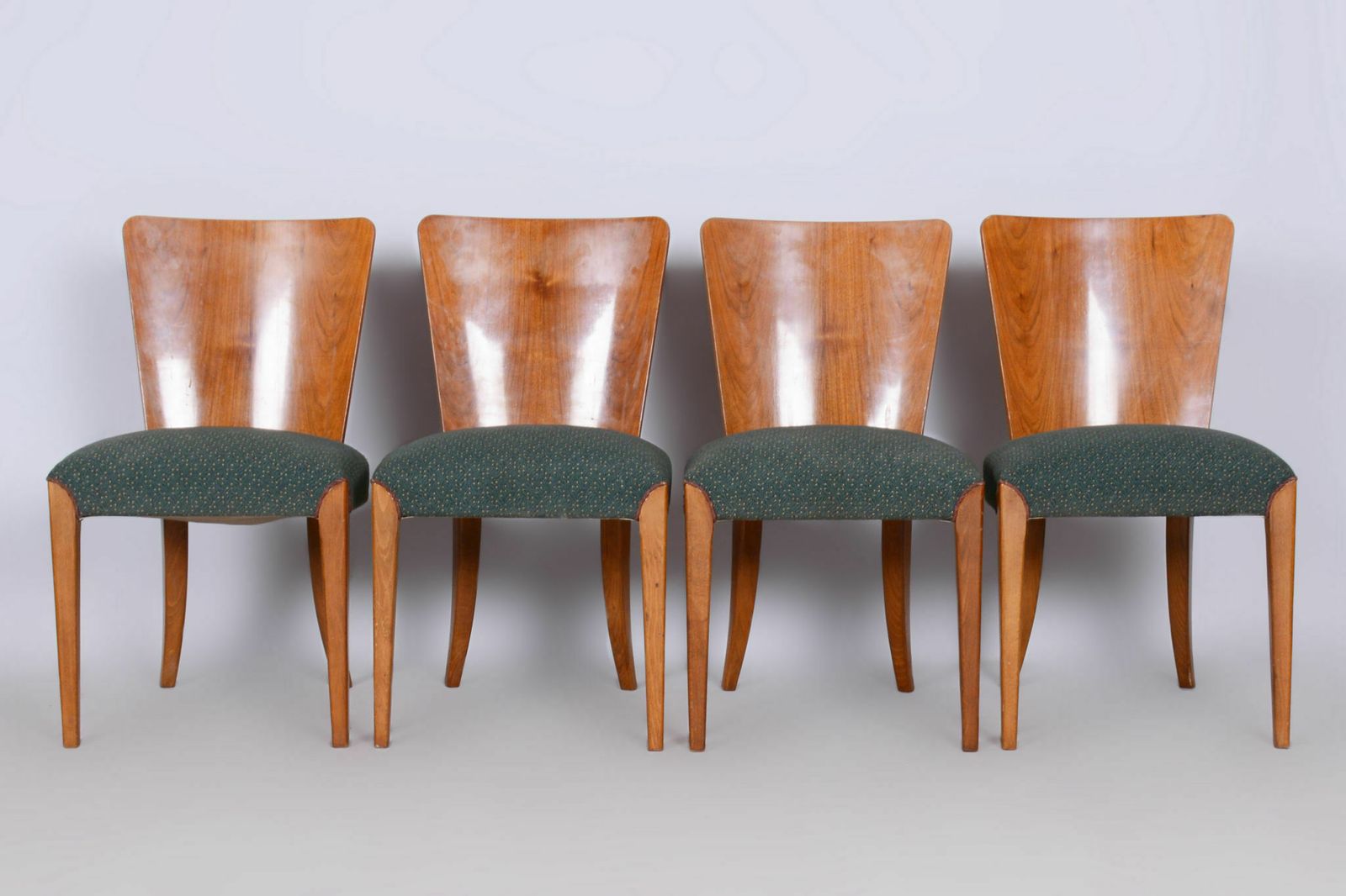 Set Of Four Original Artdeco Chairs, Halabala, Up Zavody, Beech, Czechia, 1940s