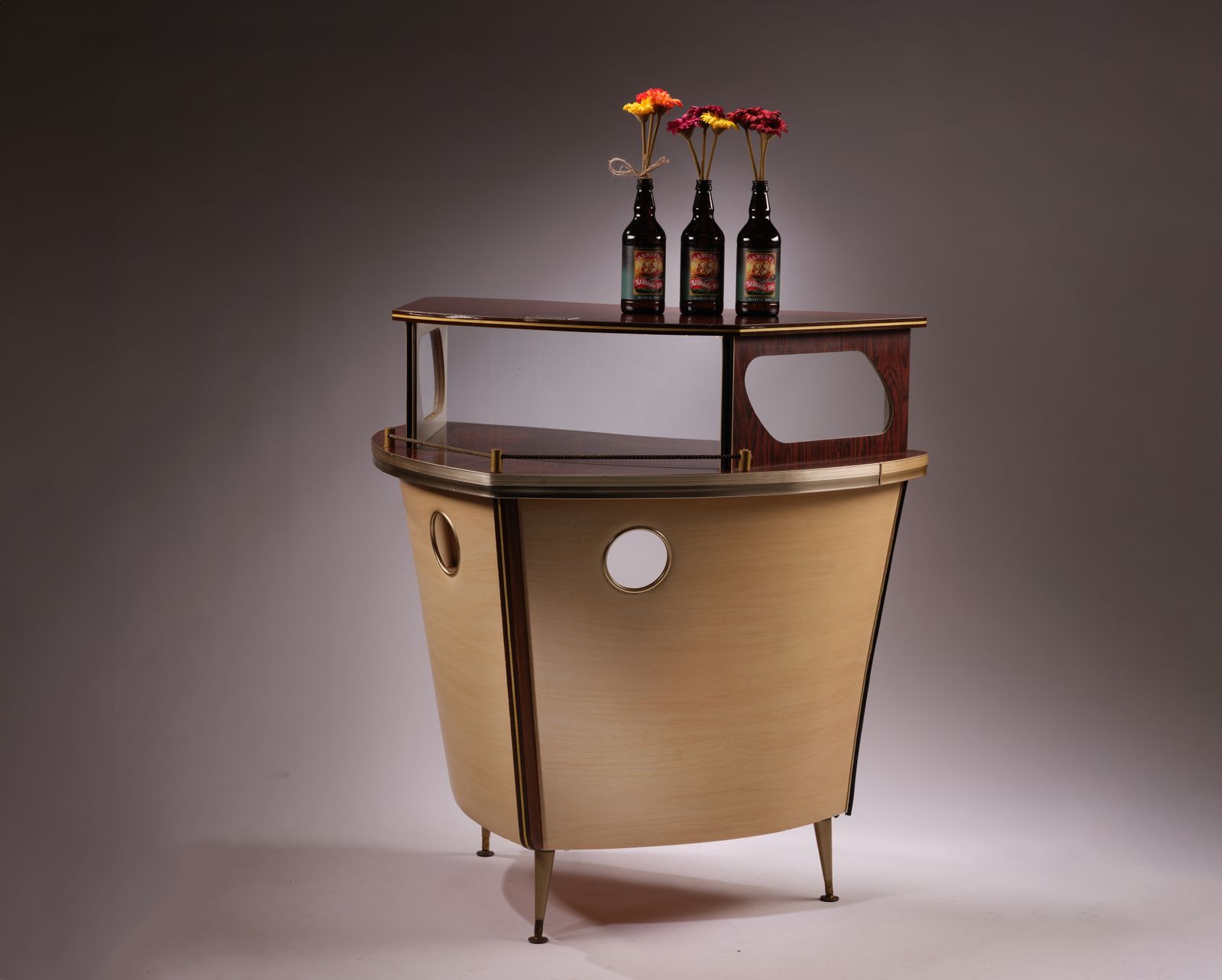 Eclectic Illuminated Vintage 1950’s 'Cocktail Buoy’ Drinks Bar Echoing A Boat Bow By Barget Of London.