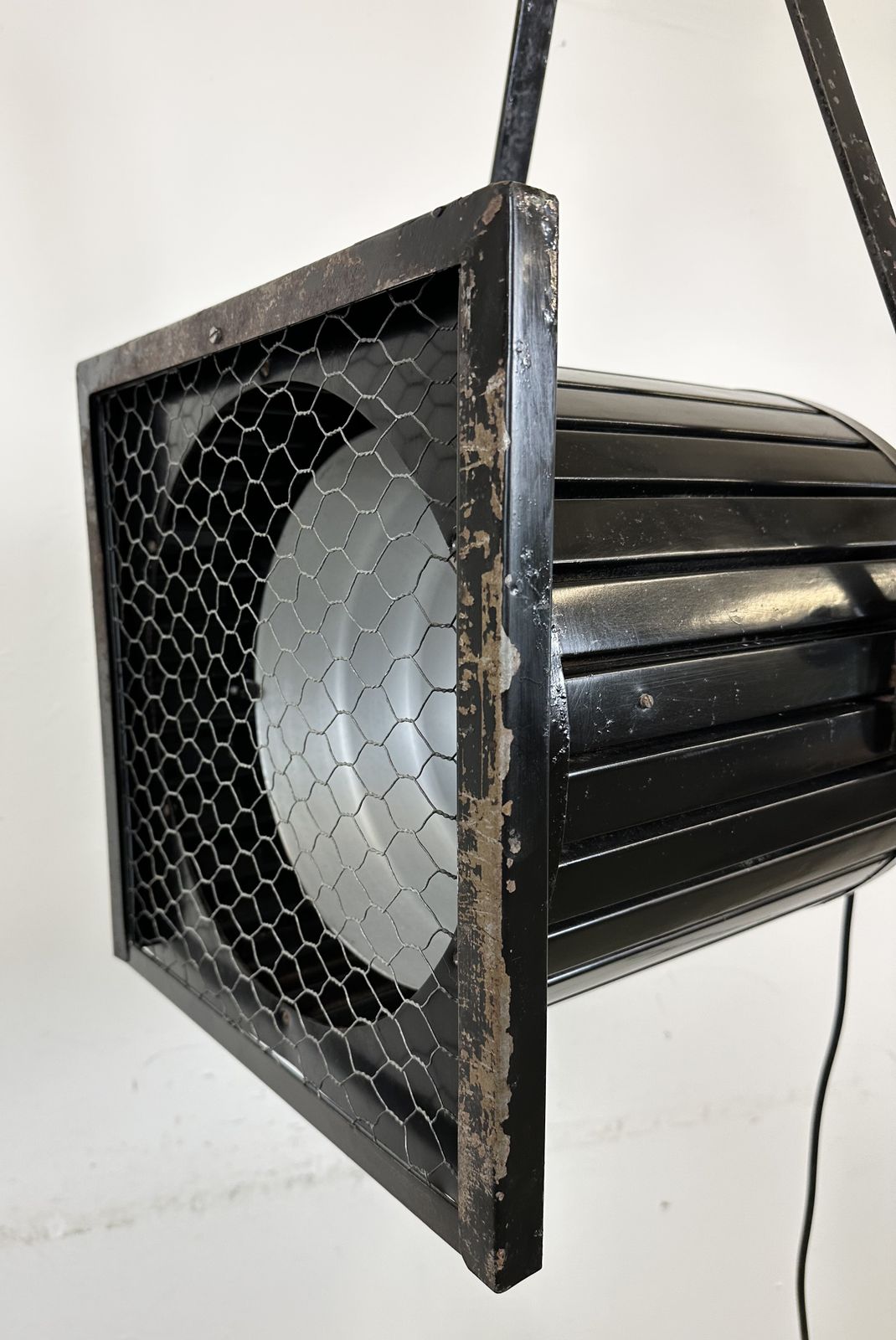 Large Vintage Black Theatre Spotlight, 1960s photo Lighting