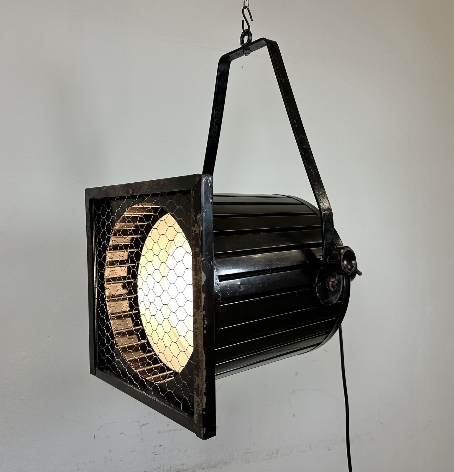 Lighting Large Vintage Black Theatre Spotlight, 1960s photo