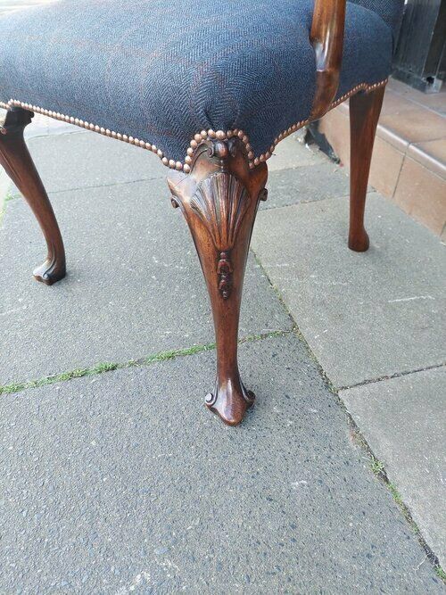 Early 20thc Carved Walnut Framed Georgian Chair photo furniture