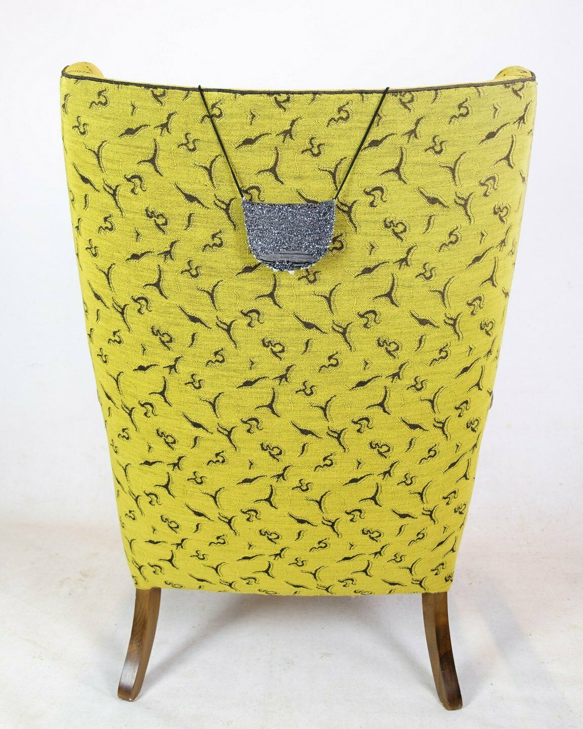 Armchair Danish Carpenter In Polished Wood & Patterned Fabric From 1940s photo buy