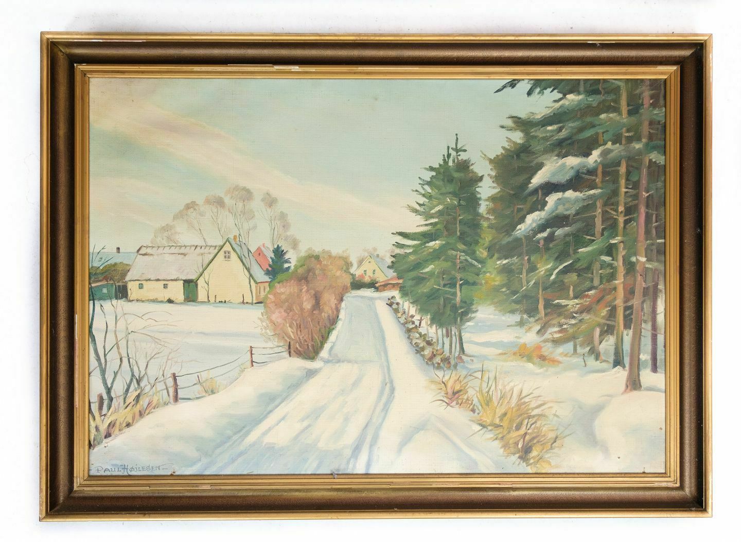 Painting Canvas With Motif Of Snow Landscape Fron 1930s