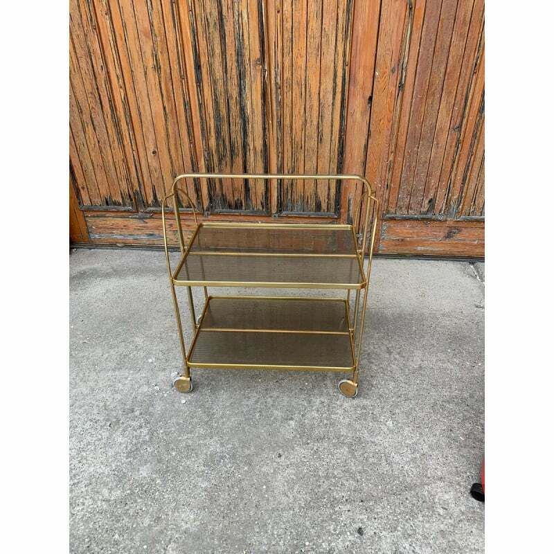 Vintage Folding Trolley In Gold Brass And Plastic photo Furniture