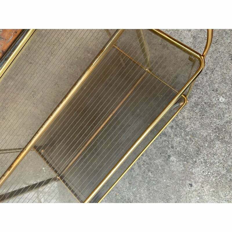 Vintage Folding Trolley In Gold Brass And Plastic photo 977.0
