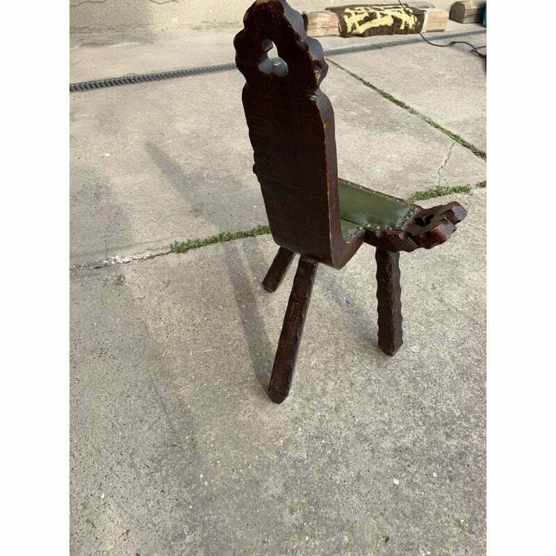 Spanish Vintage Brutalist Chair In Wood, 1960s photo for sale