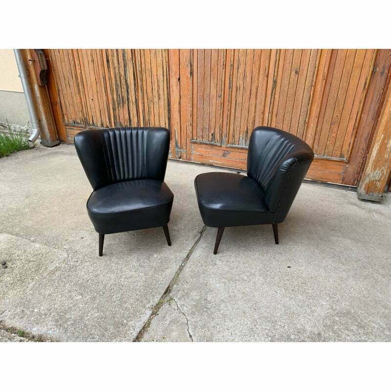 Pair Of Mid Century Sky Black Cocktail Armchairs, 1950s photo furniture