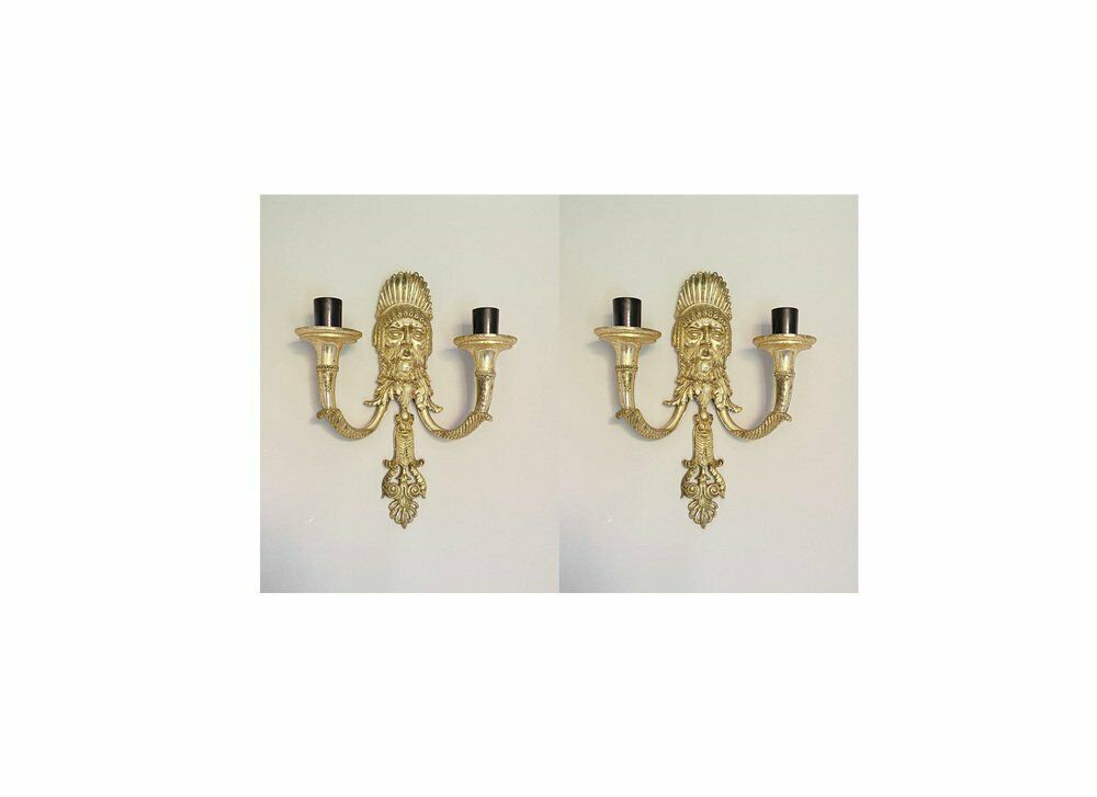 Lighting Silver Plated Alloy Greek Tragedy Wall Lamps, Set Of 2 photo