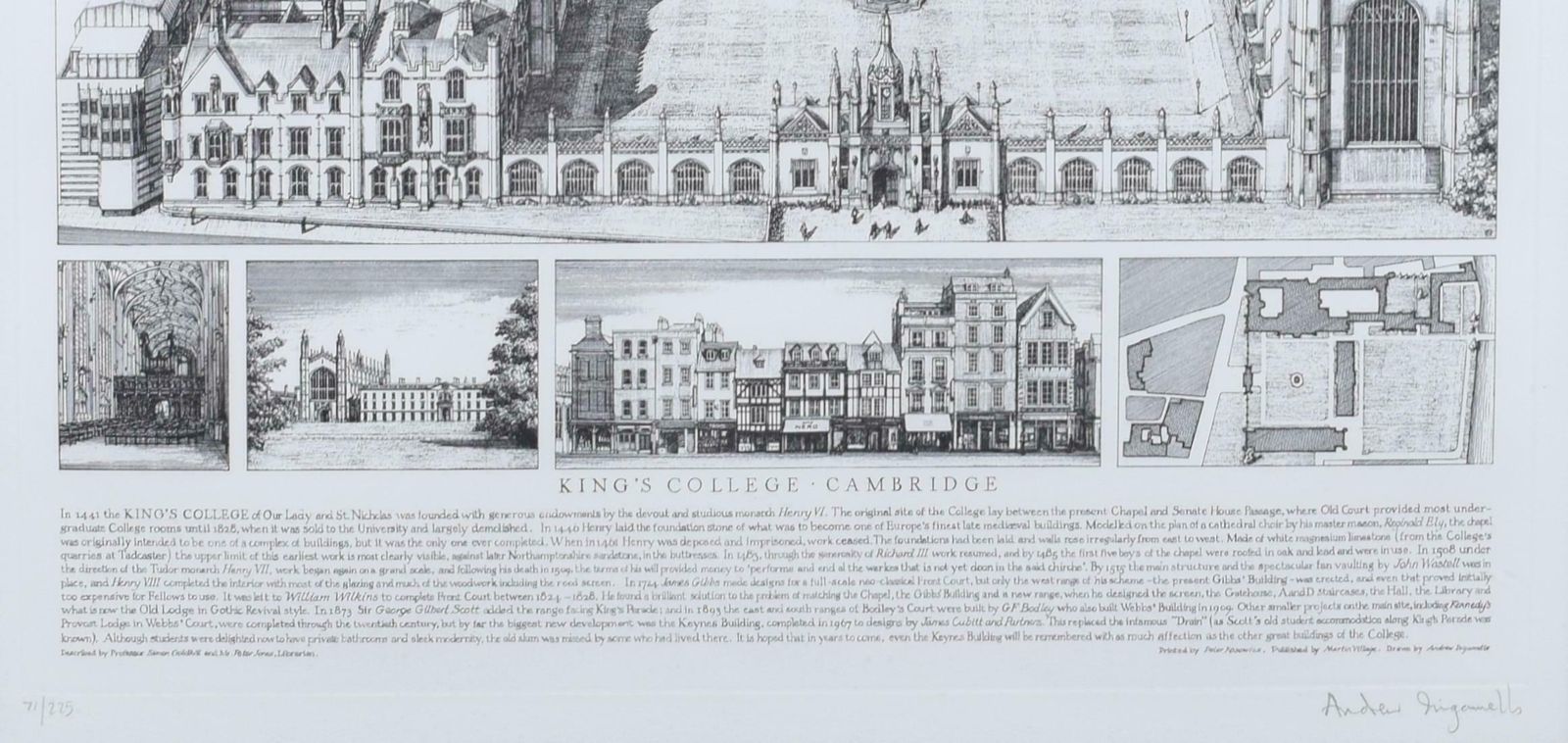 Andrew Ingamells King's College, Cambridge Etching By Andrew Ingamells photo for sale