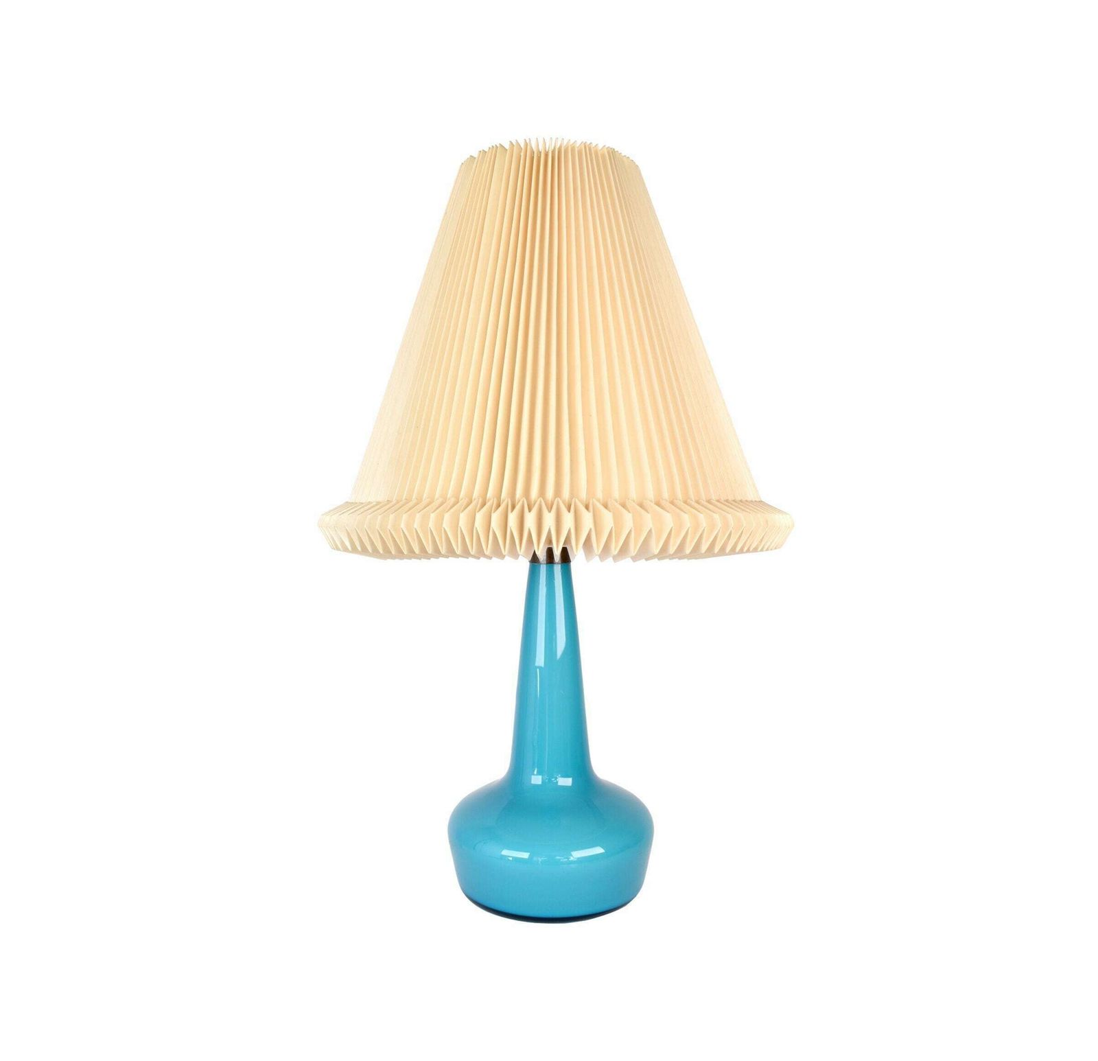 Mid Century Le Klint Table Light 311 Blue Glass | Vintage Danish Design Accent Light | Pleated Shade Holmegaard Scandinavian Scandi Azure