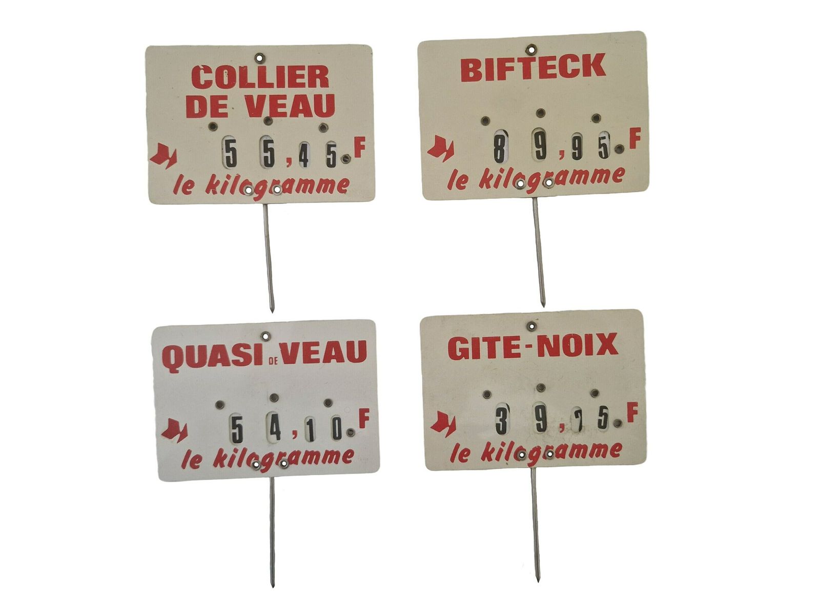 Prijskaartjes Voor Slagerij – Set Van 4 Vintage Franse Winkelbordje photo furniture