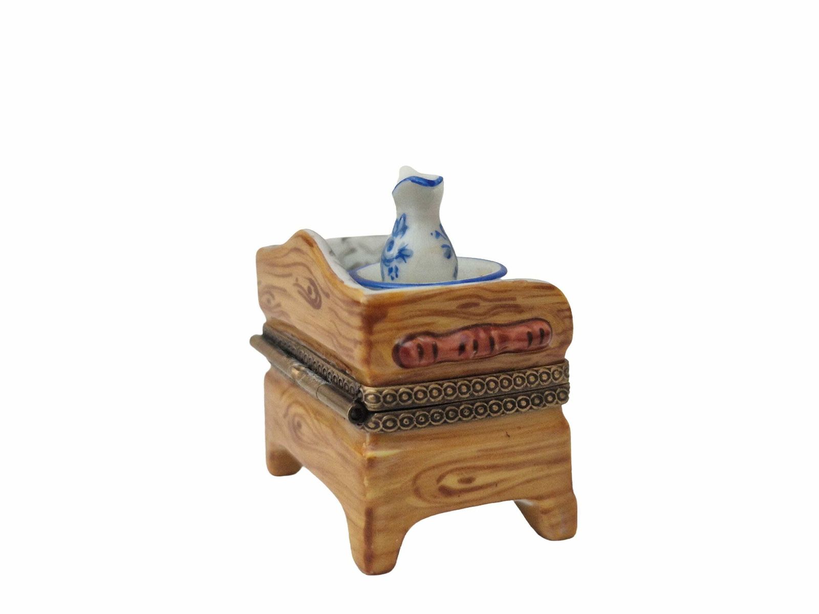 photo furniture Limoges Miniature Wash Cabinet Pill Box, Hand Painted Collectible French Porcelain Trinket Box