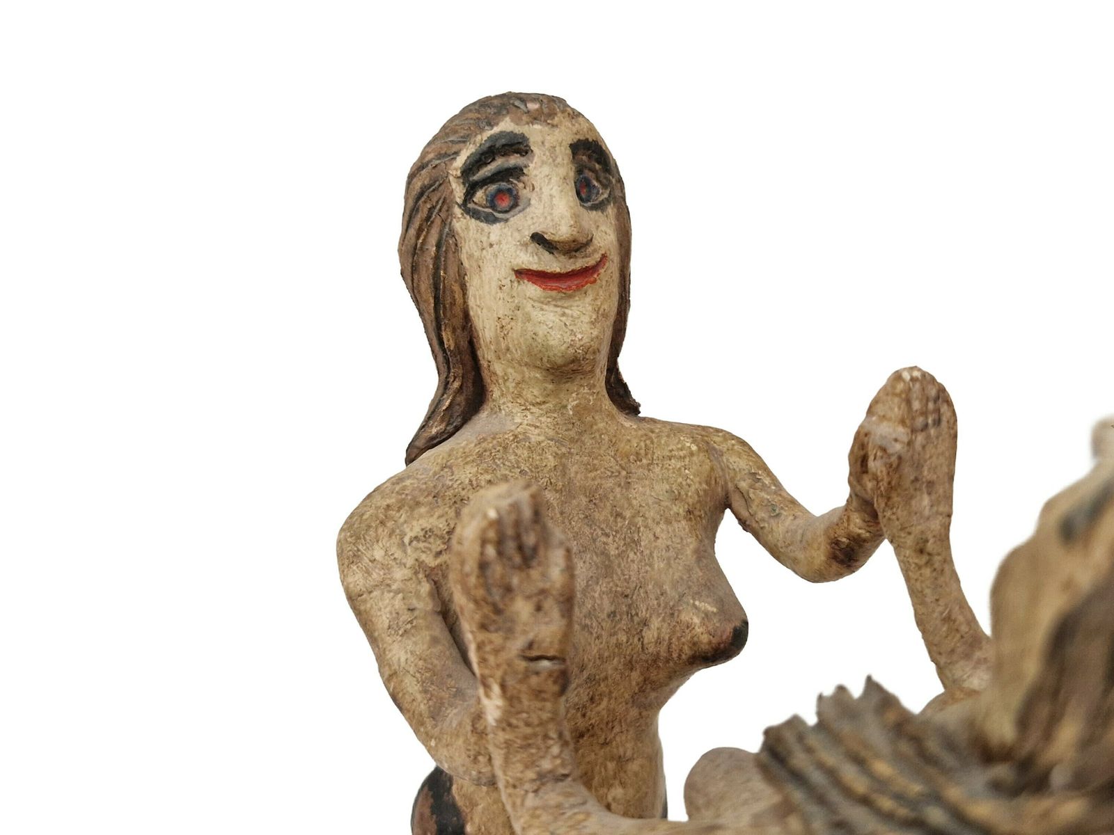 Mid Century Pottery Mermaid Figurine, Vintage French Coastal And Nautical Home Decor photo vintage