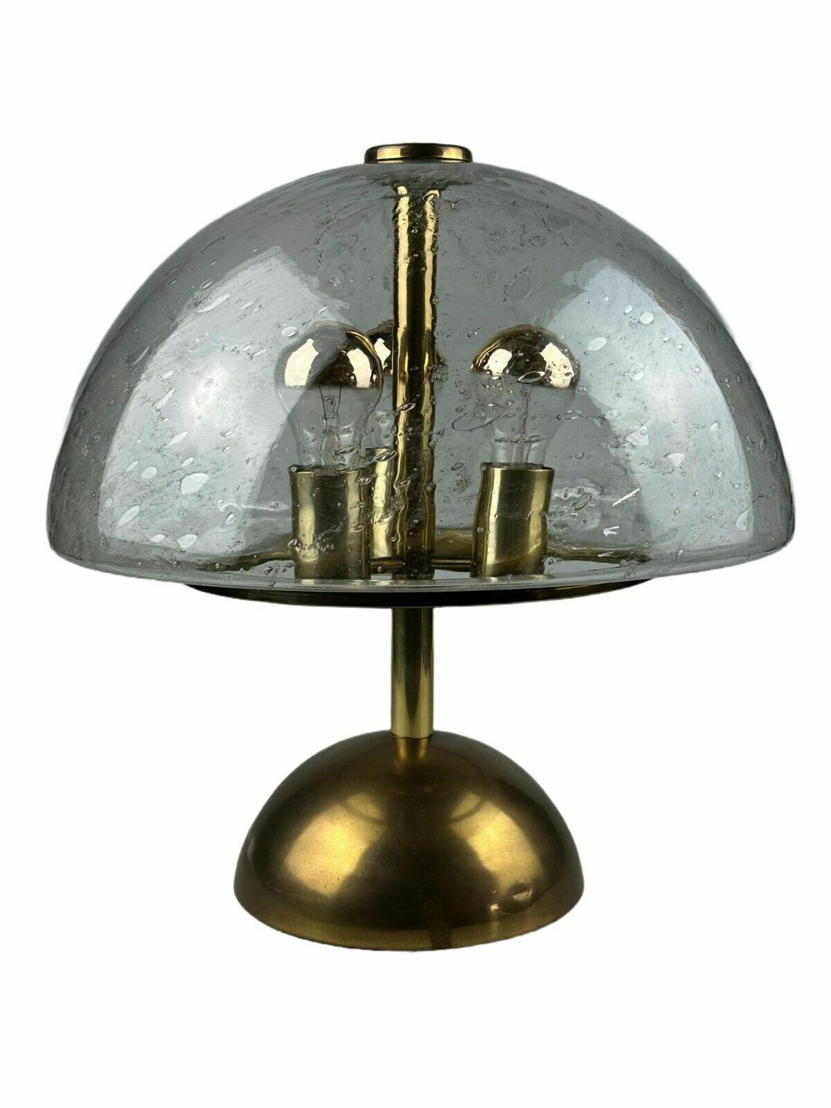 60s 70s Table Lamp By Doria Leuchten Germany Glass & Brass Space Age