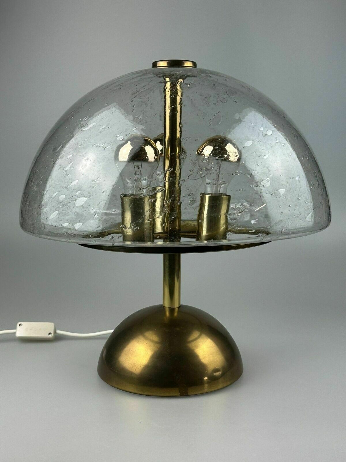 60s 70s Table Lamp By Doria Leuchten Germany Glass & Brass Space Age photo for sale