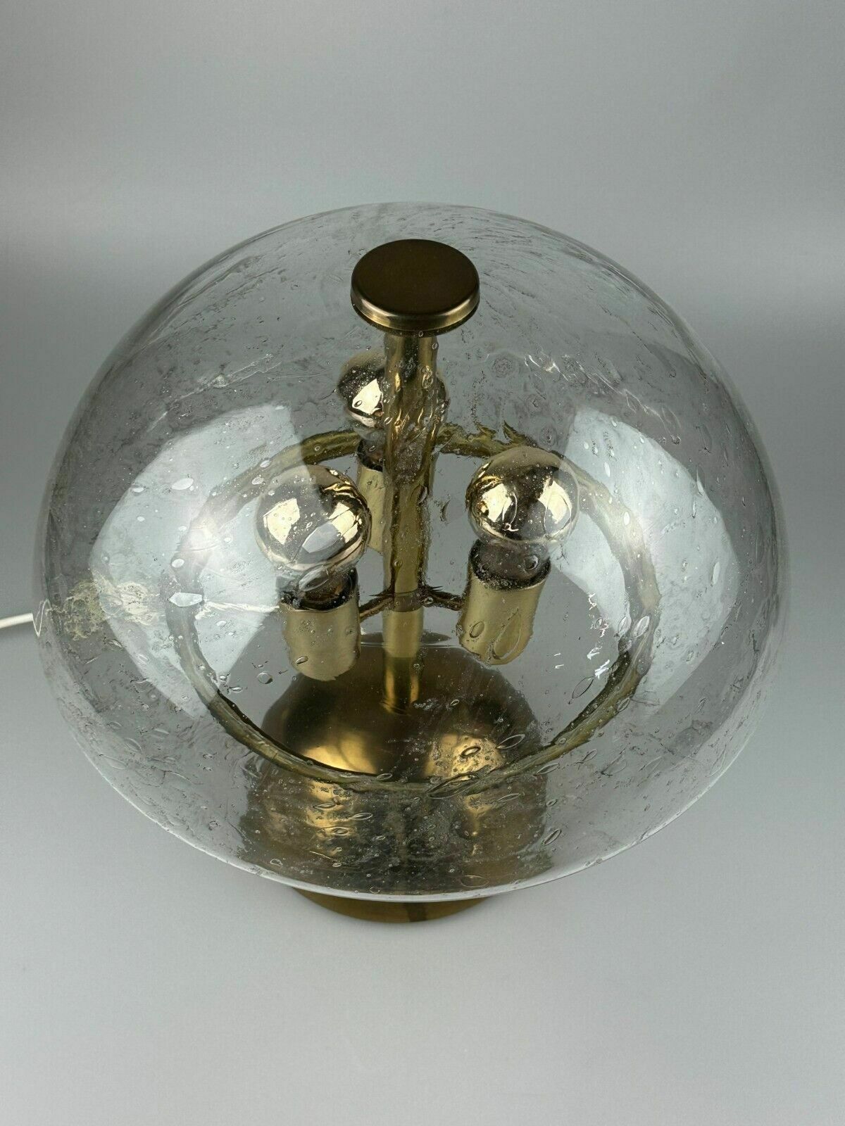 60s 70s Table Lamp By Doria Leuchten Germany Glass & Brass Space Age photo Lighting