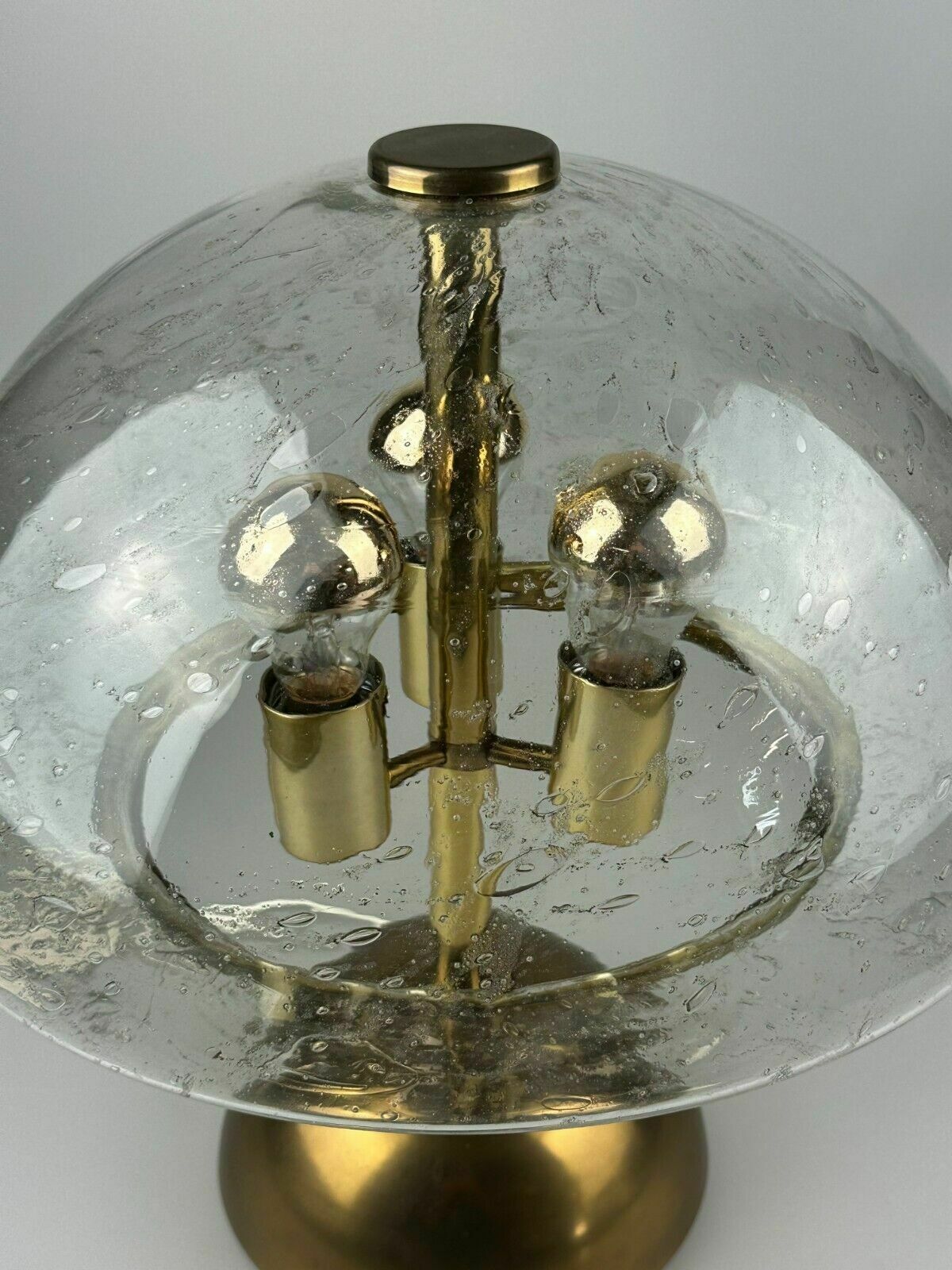 60s 70s Table Lamp By Doria Leuchten Germany Glass & Brass Space Age photo vinterior
