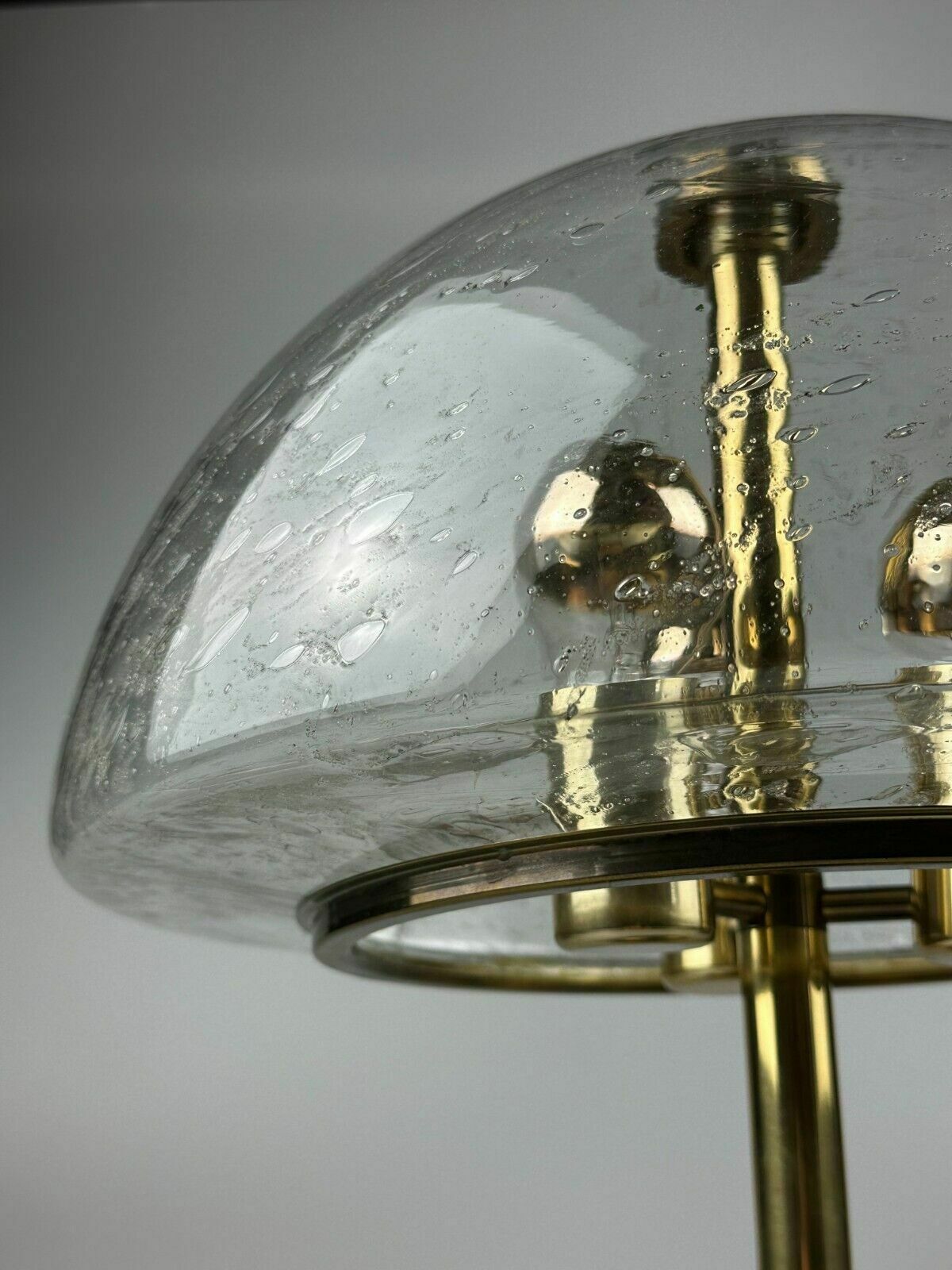 427.0 60s 70s Table Lamp By Doria Leuchten Germany Glass & Brass Space Age photo