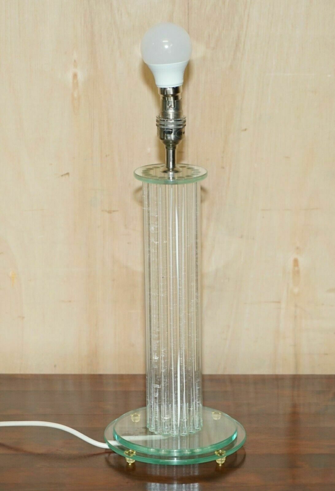 photo vinterior Super Cool Glass & Brass Designer Tall Multiple Column Lamp Must See Pictures