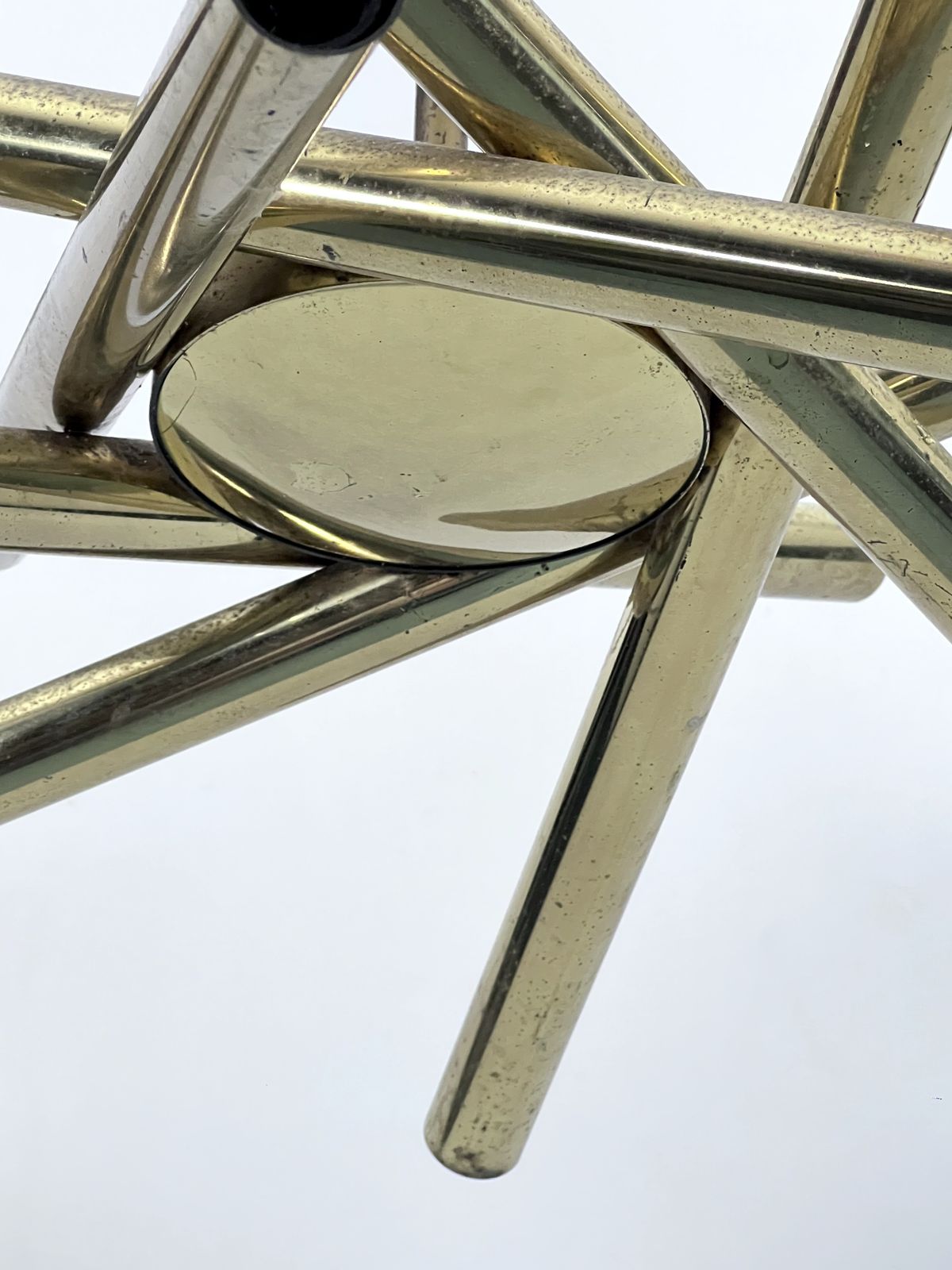 photo for sale Mid Century Modern 12 Lights Brass Chandelier By Stilnovo. Italy 1960s