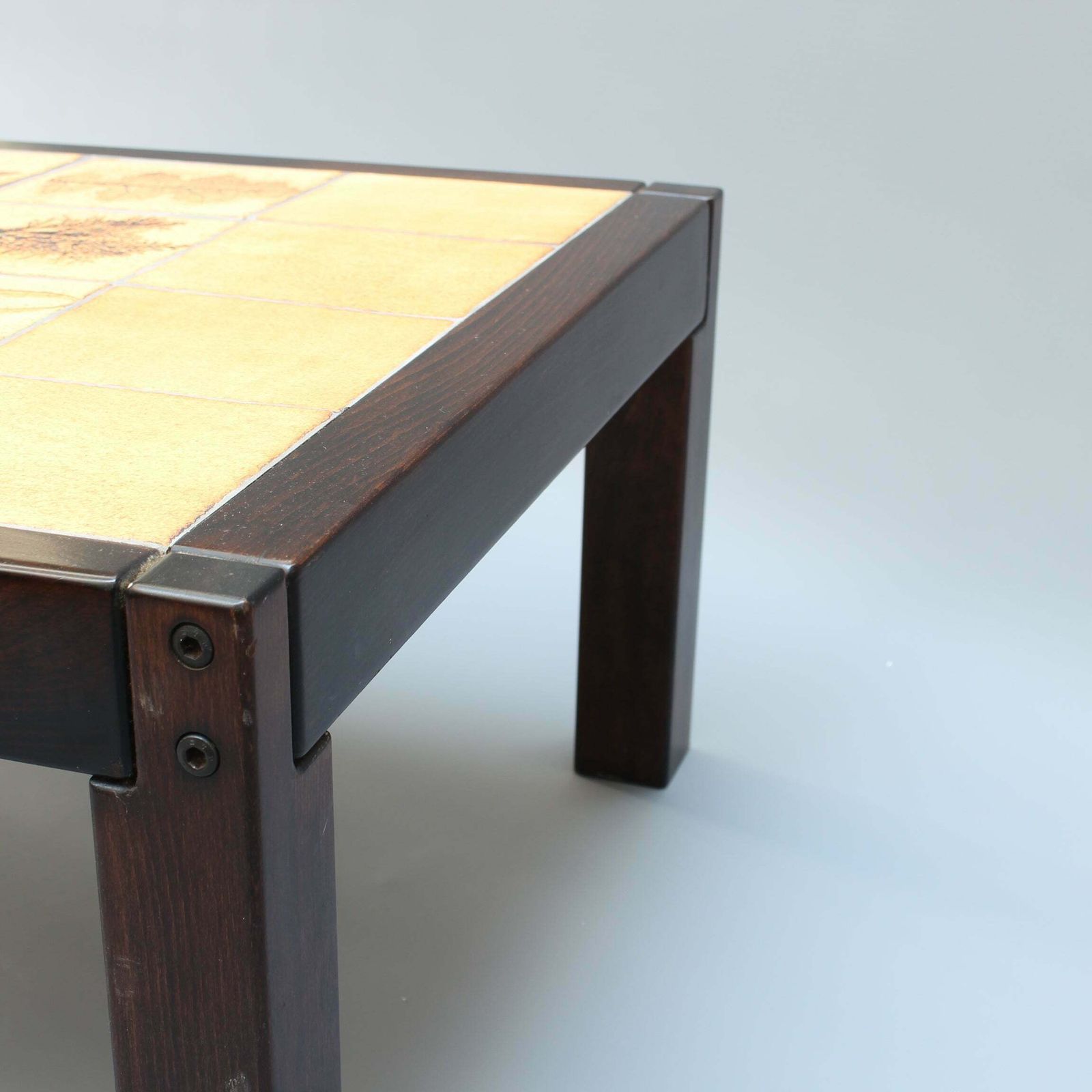 750.0 Vintage French Coffee Table With Leaf Motif Tiles By Roger Capron (Circa 1970s) photo