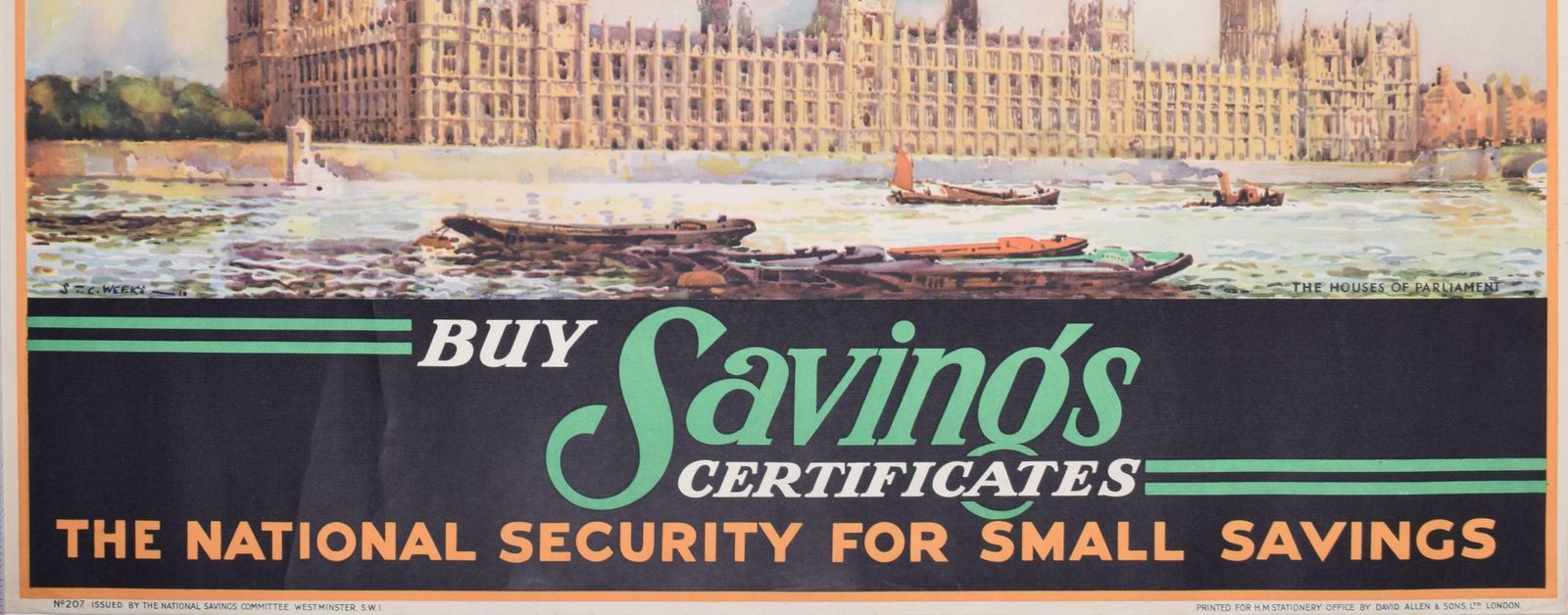 Sydney Thomas Charles Weeks Houses Of Parliament Original Vintage Poster For National Savings By Stc Weeks photo Art