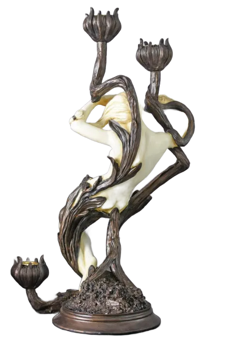 Elegant Art Nouveau Style Woman Figure Candleholder photo Home Decor
