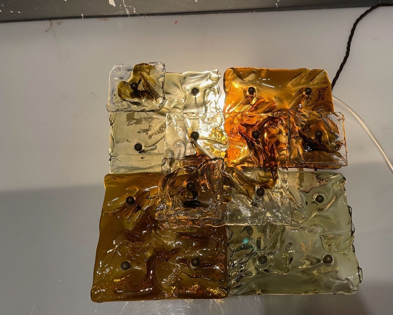 photo for sale Murano Glass Sconces Set Of 2 Model Patchwork By Ludovico De Santillana For Venini