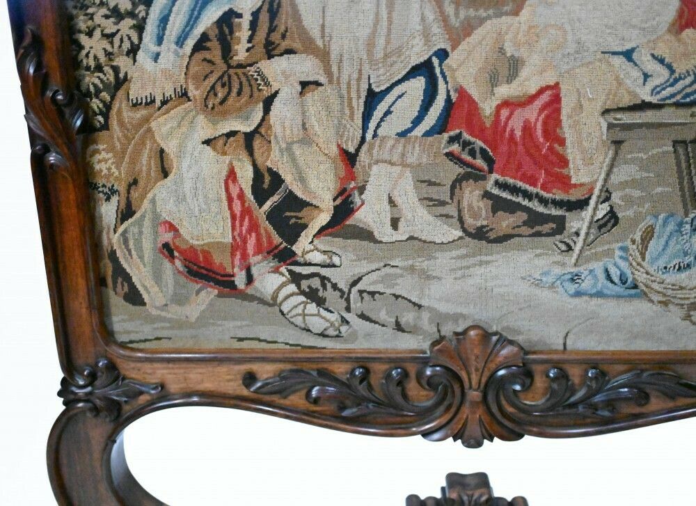 photo furniture Victorian Tapestry Screen Needlepoint Hand Woven 1840 Pastoral