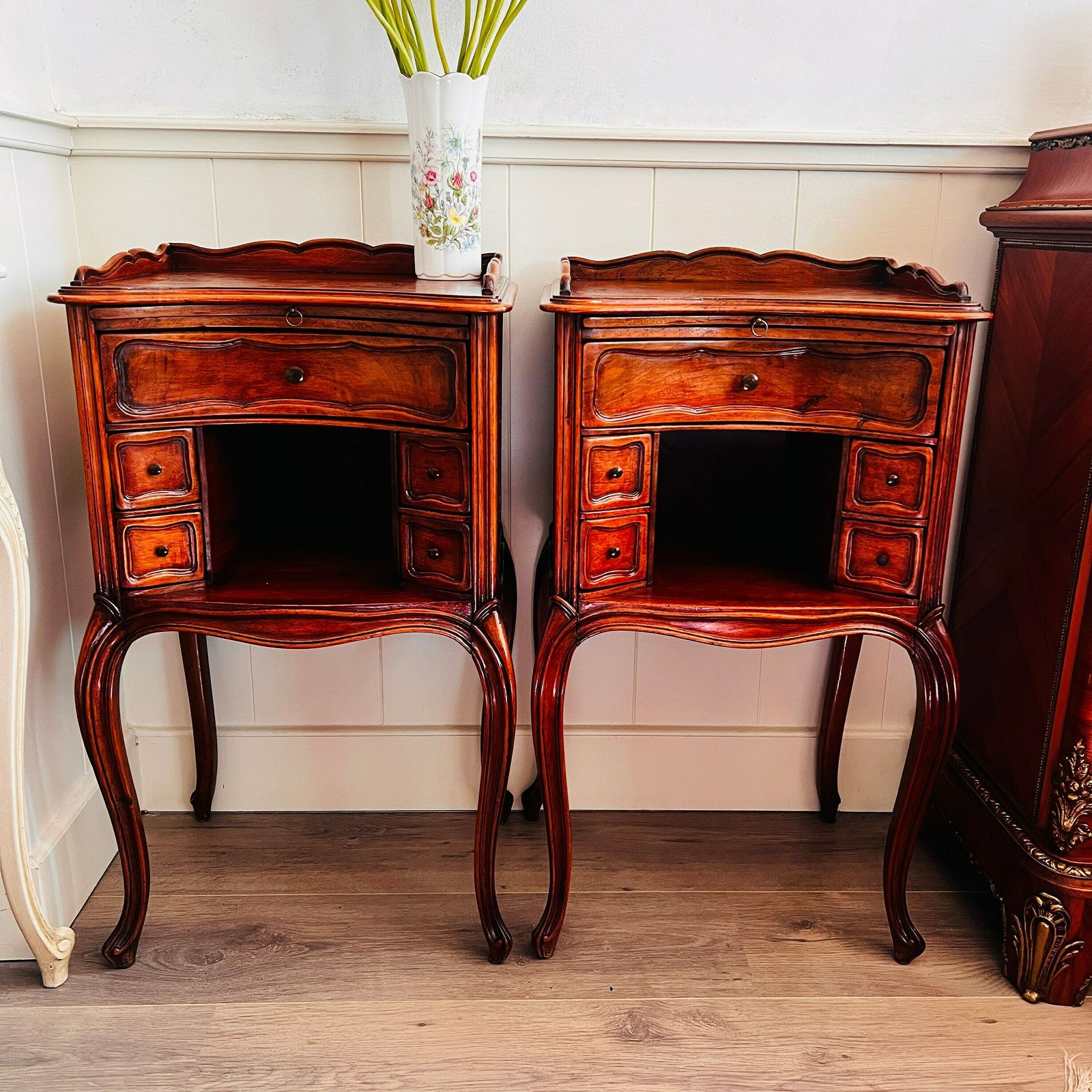 French Country Bedside Cabinets: Vintage Pair Of Nightstands With Drawers For Storage And Style, A Must Have photo furniture